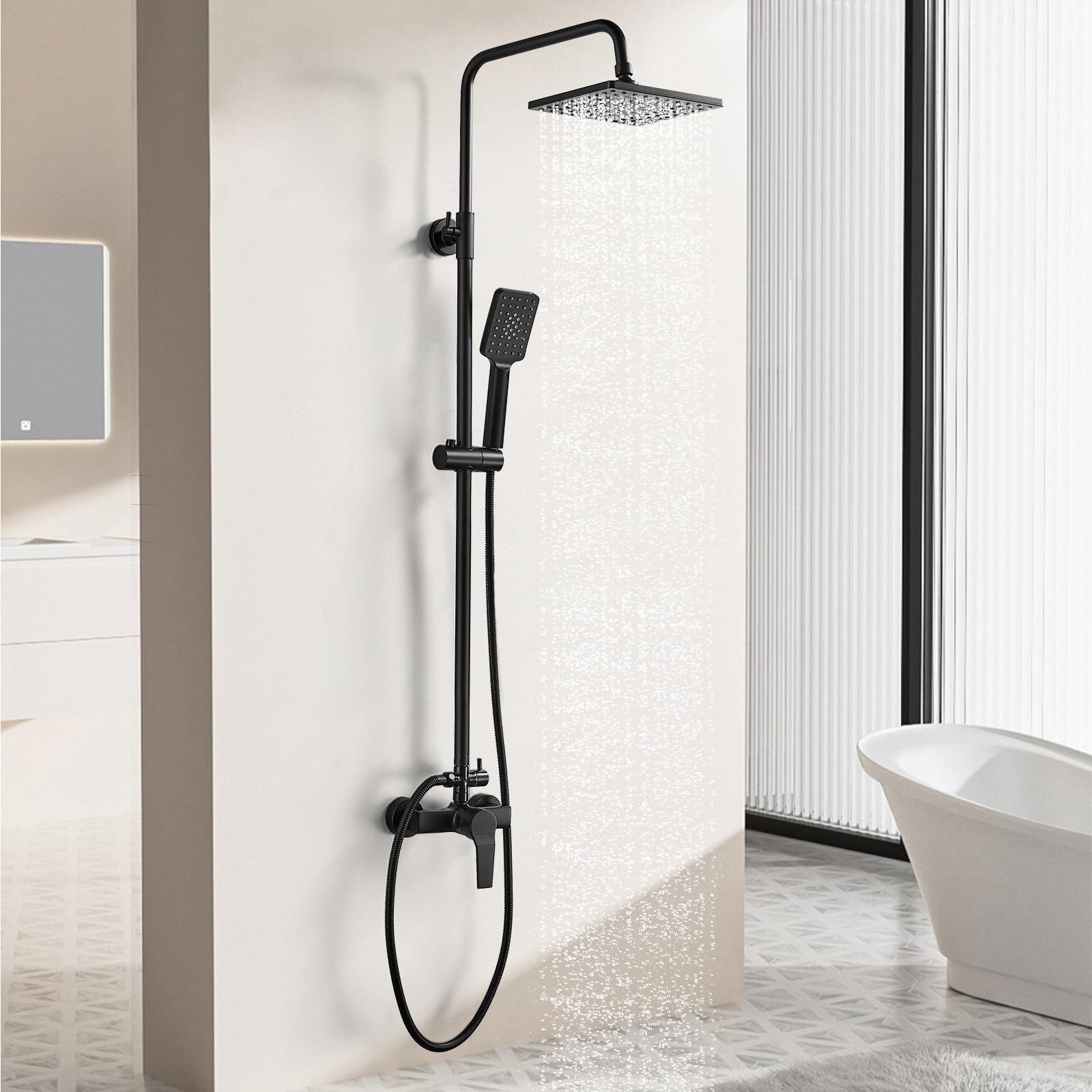 Coleniny Colonna Doccia con Miscelatore Nero