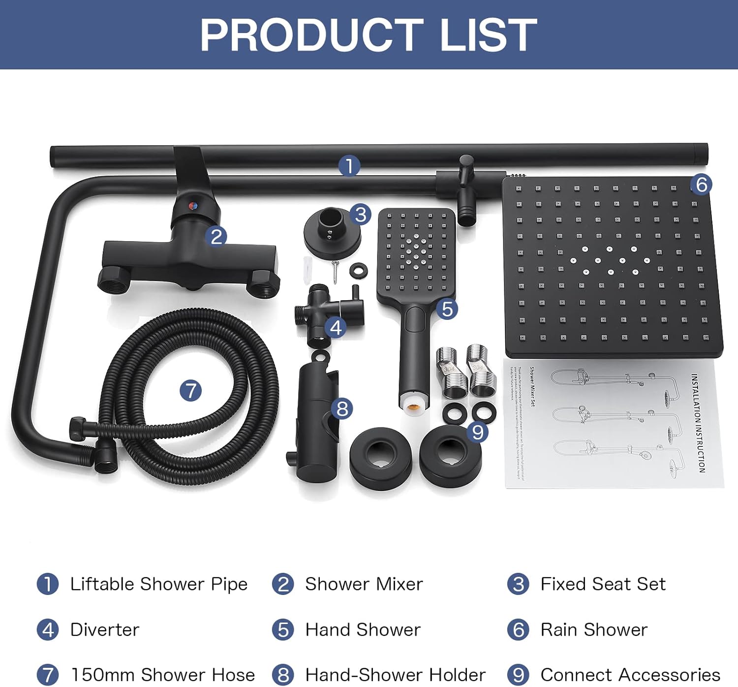 Coleniny Colonna Doccia con Miscelatore Nero - immagine 6