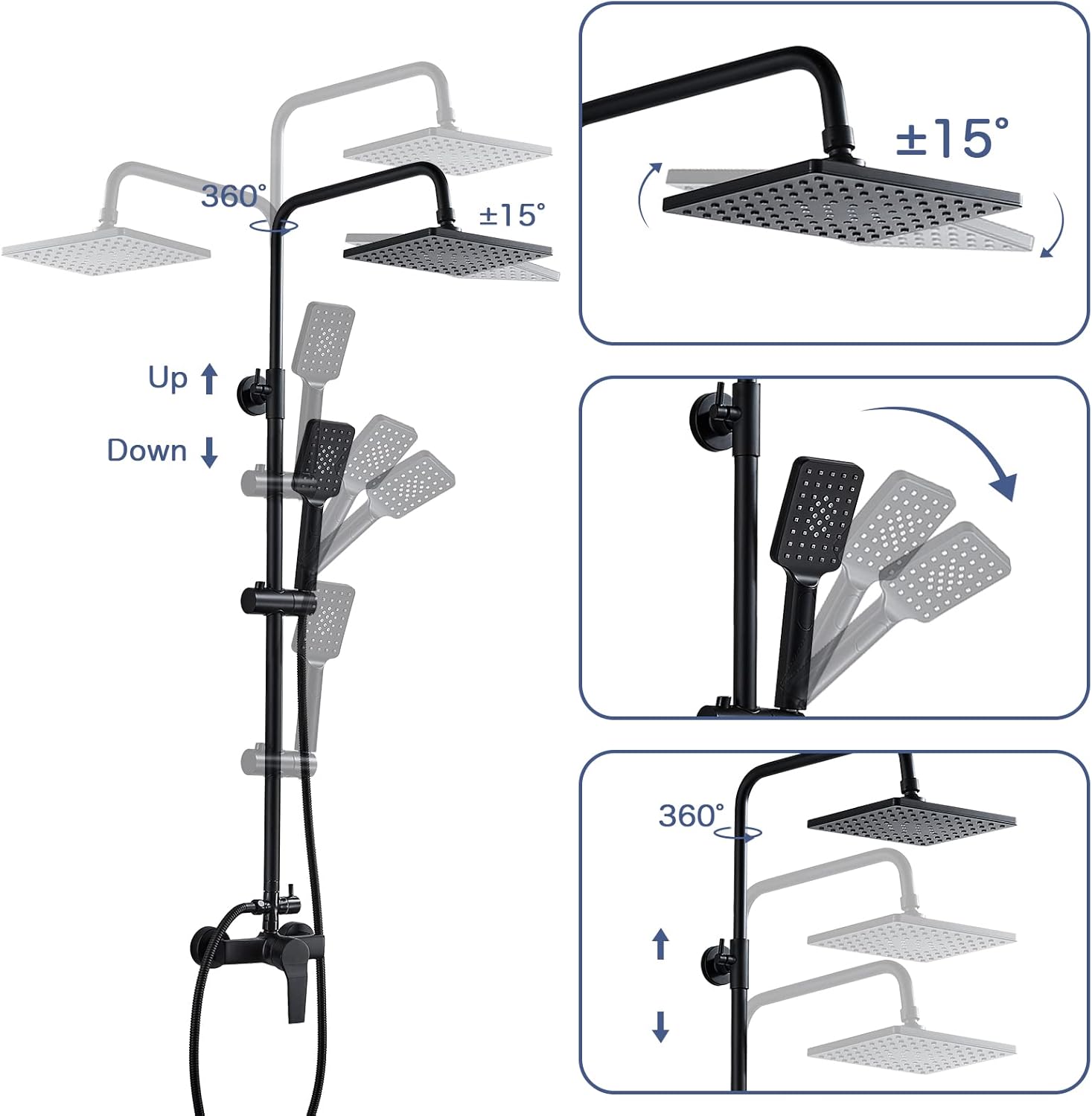 Coleniny Colonna Doccia con Miscelatore Nero - immagine 7
