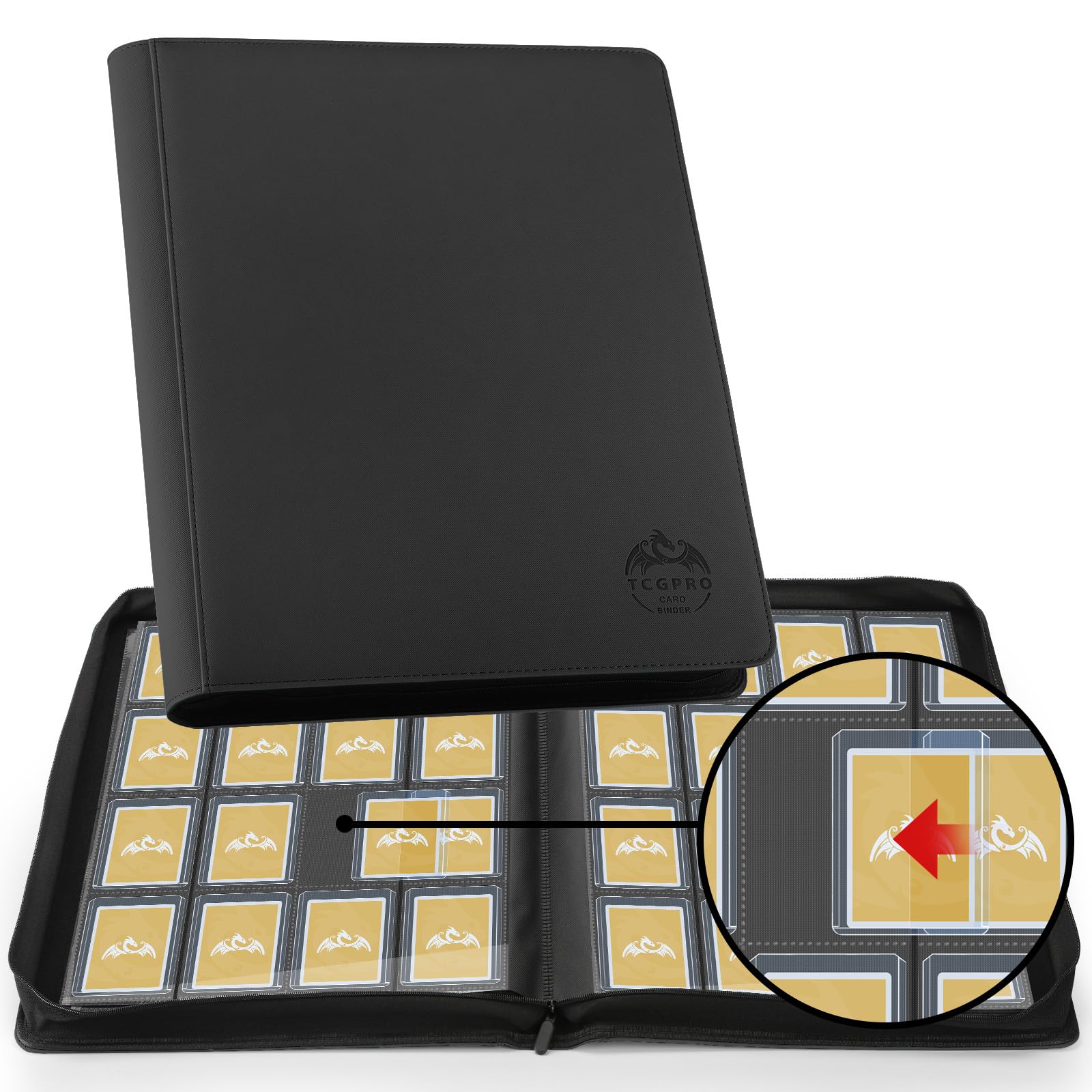 Album Toploader 16 Tasche per Carte Collezionabili, Nero