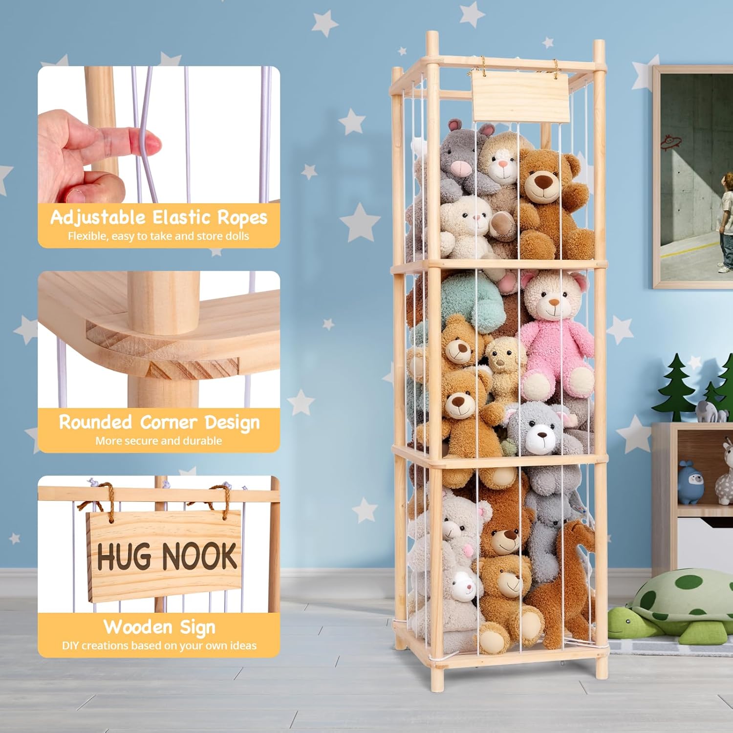 Porta Peluche Verticale Salvaspazio in Legno - immagine 3