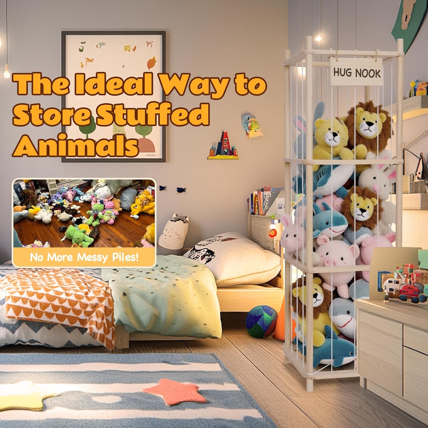 Porta Peluche Verticale Salvaspazio in Legno - immagine 5