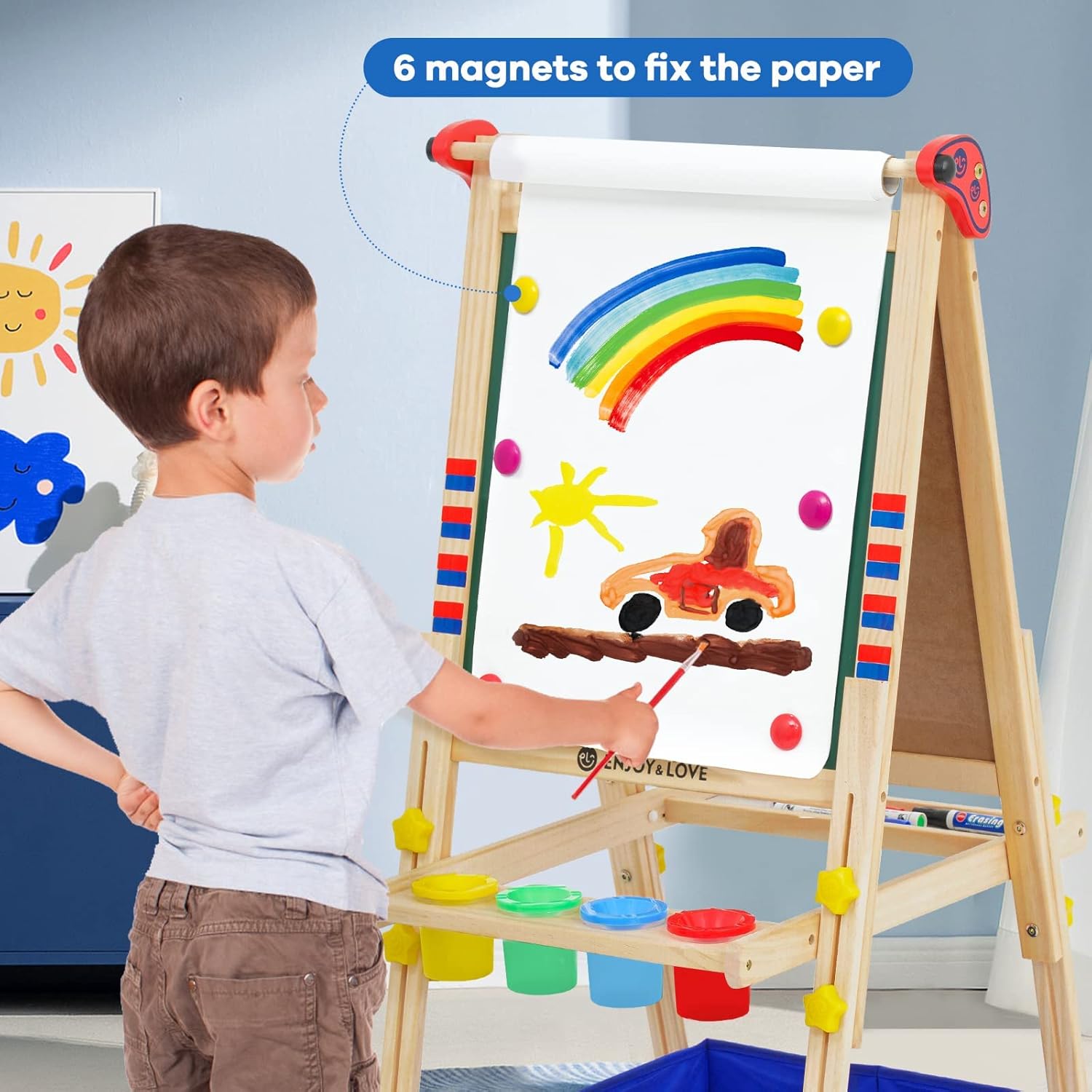 Lavagna con Cavalletto Bambini 3 in 1 Regolabile - immagine 6