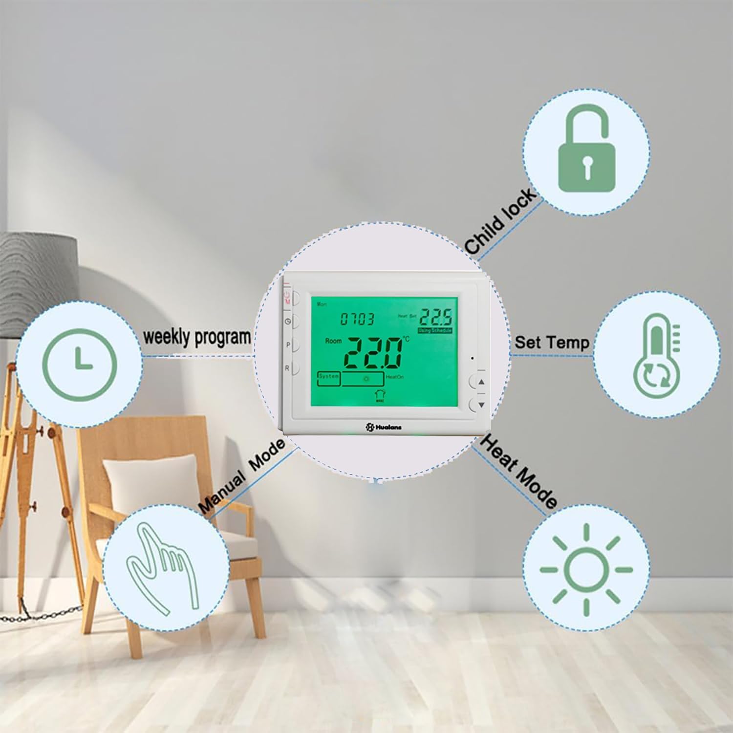 Termostato Digitale Programmabile a Batteria da Parete - immagine 4