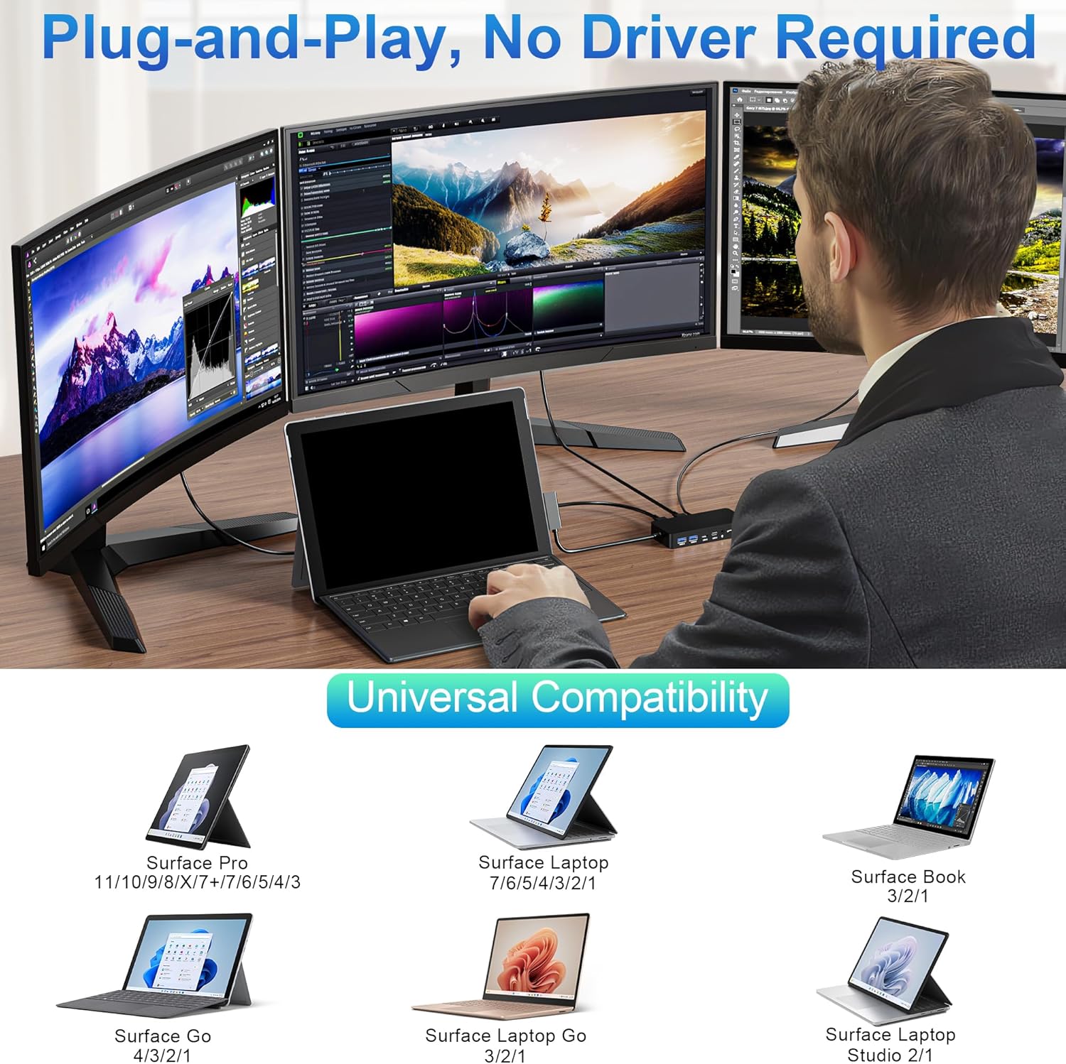 Microsoft Surface Dock - Docking Station 12-in-1 Triple Display - immagine 5