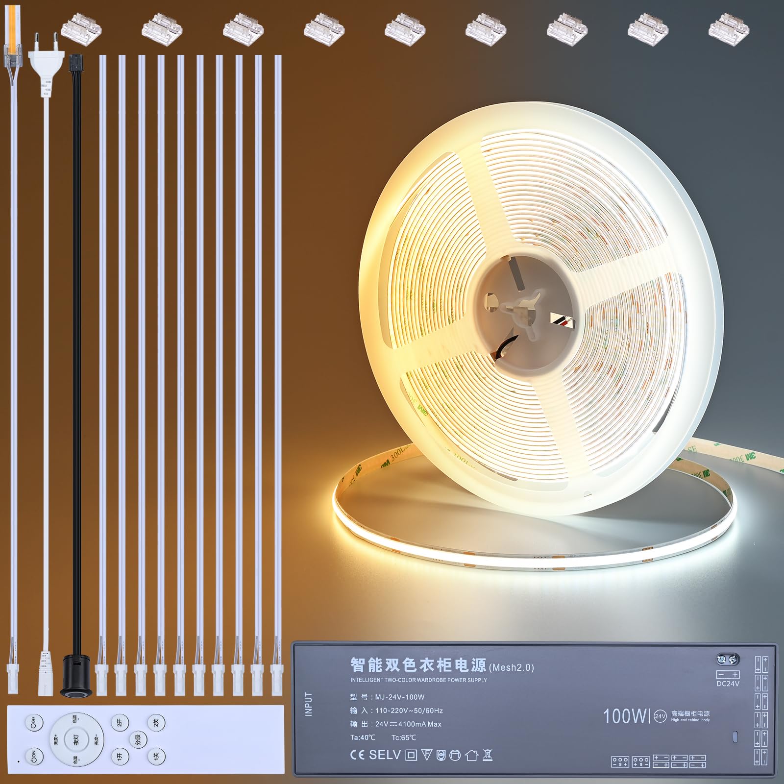 Striscia LED COB CCT Sottopensile Cucina 24V 10 Metri