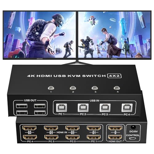 Bolaazul Switch KVM HDMI Dual Monitor 4K@60Hz