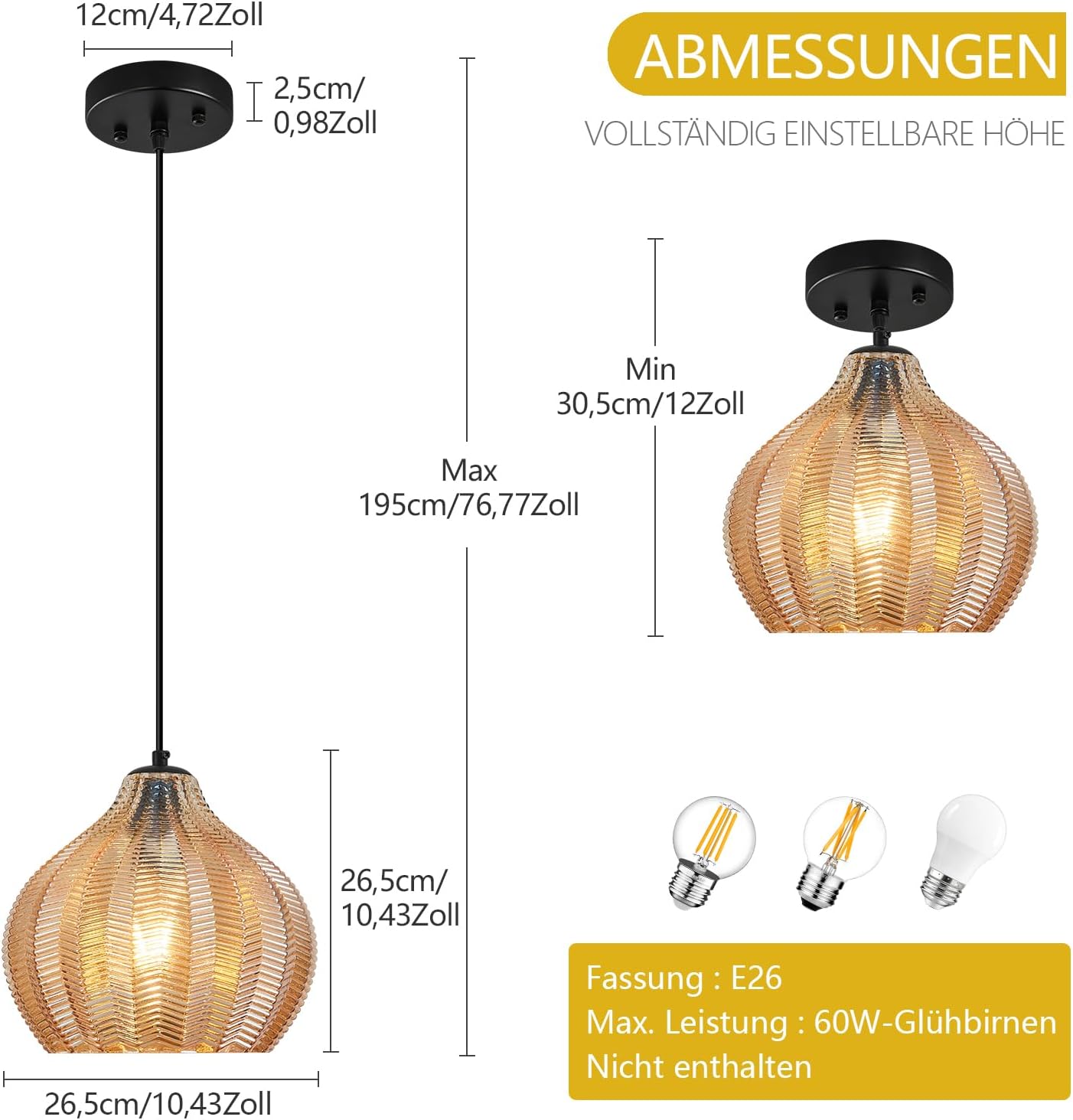 Sfera Lampada Sospesa 26,5cm Stile Rustico - immagine 2