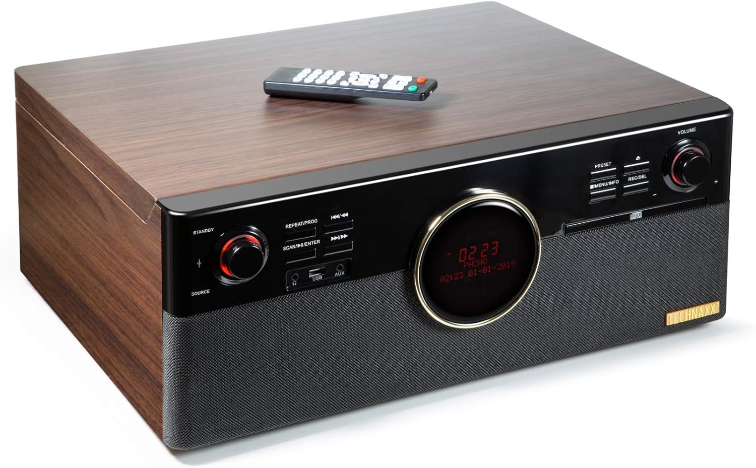 Technaxx Germany Giradischi Bluetooth V5.0 Dab, Marrone - immagine 2