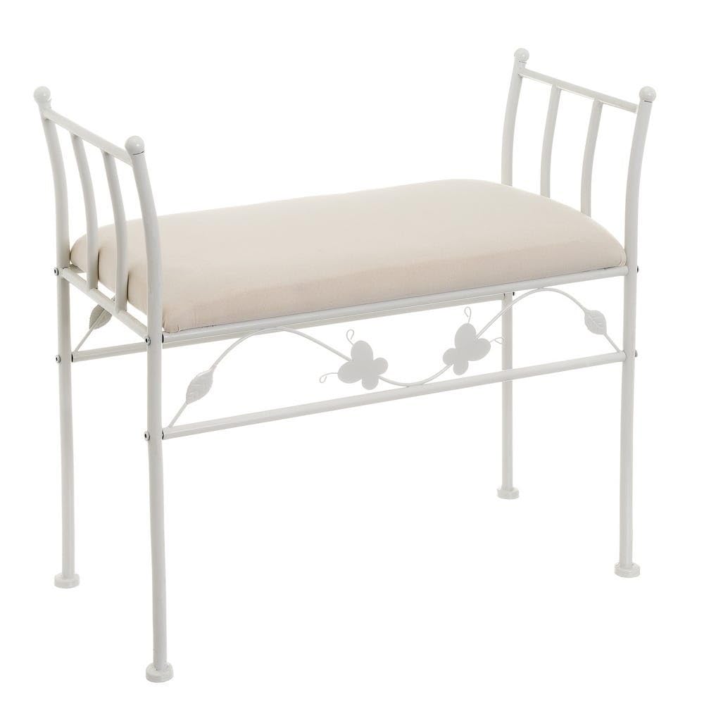 DRW Panca a scalzino in metallo bianco 80x30x75 cm