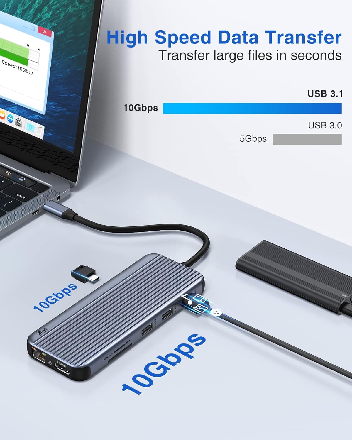 Docking Station USB C 12 in 1 Triple Display 8K HDMI - immagine 4