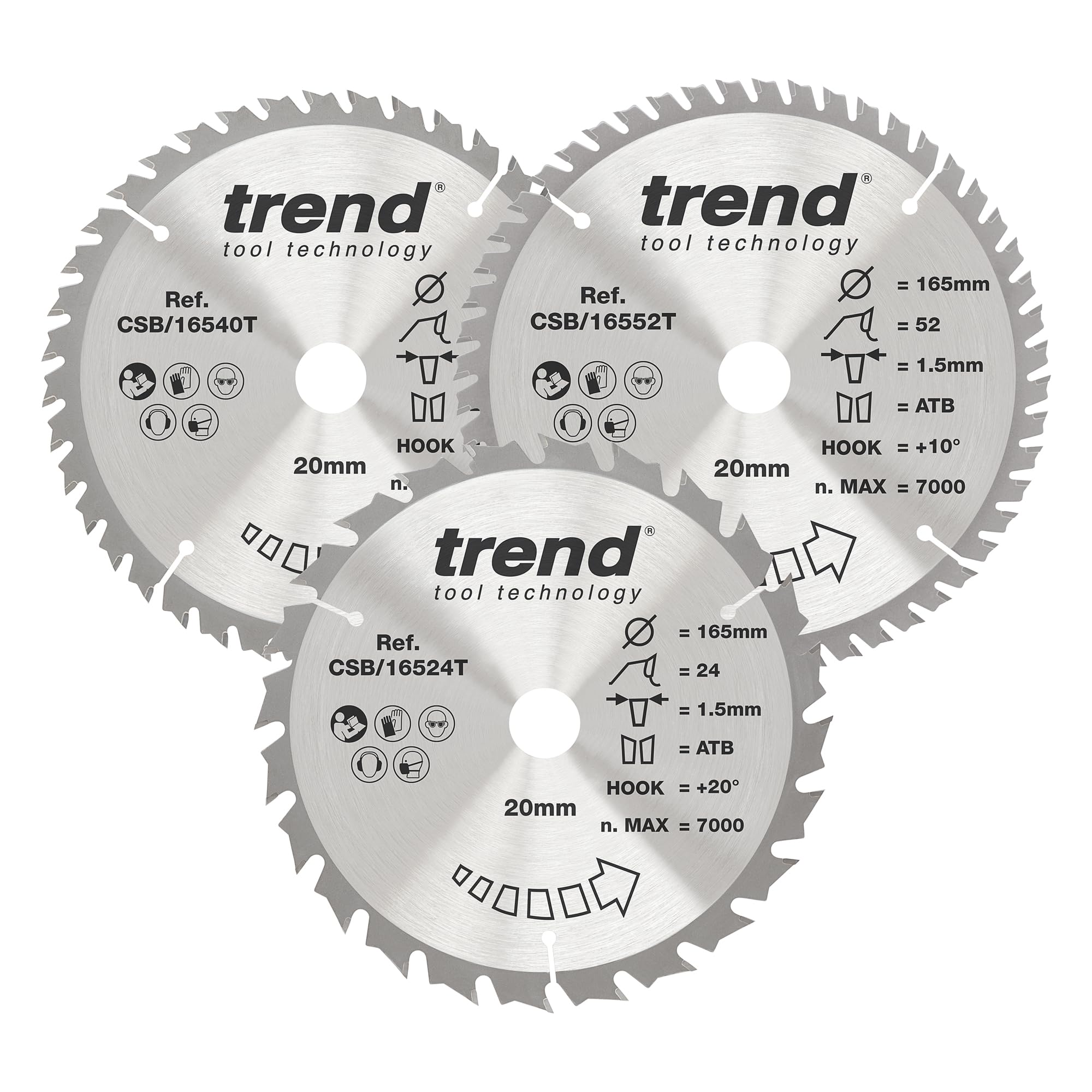 Trend Confezione 3 Lame Sega Circolare TCT 165mm