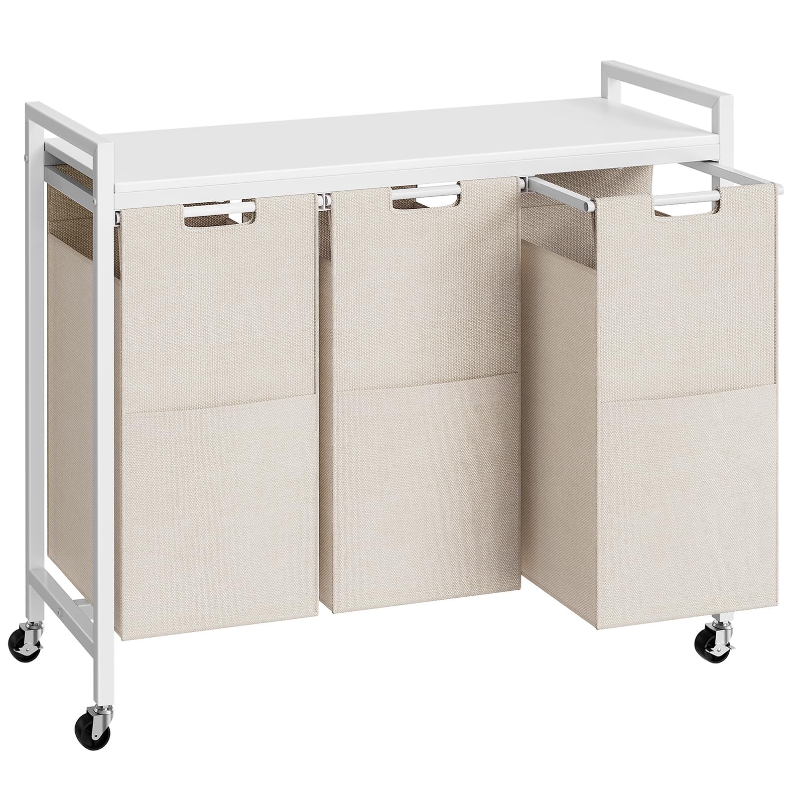 Hoobro Cesto Portabiancheria Carrello con 3 Sacchi