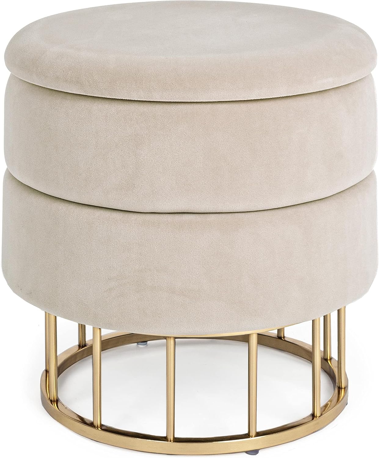 KONTE.DESIGN Pouf contenitore PAVLINA , tessuto effetto velluto Beige