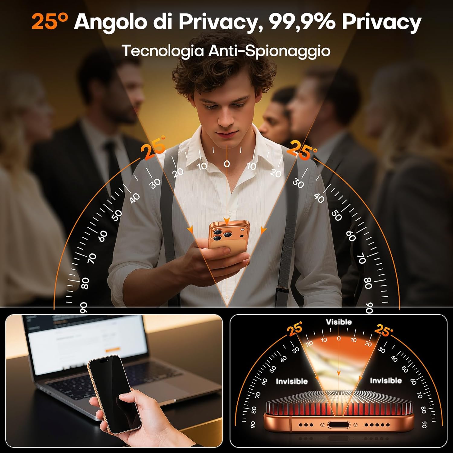 Tocol Privacy Pellicola Vetro Temperato per iPhone 17 Pro - immagine 4