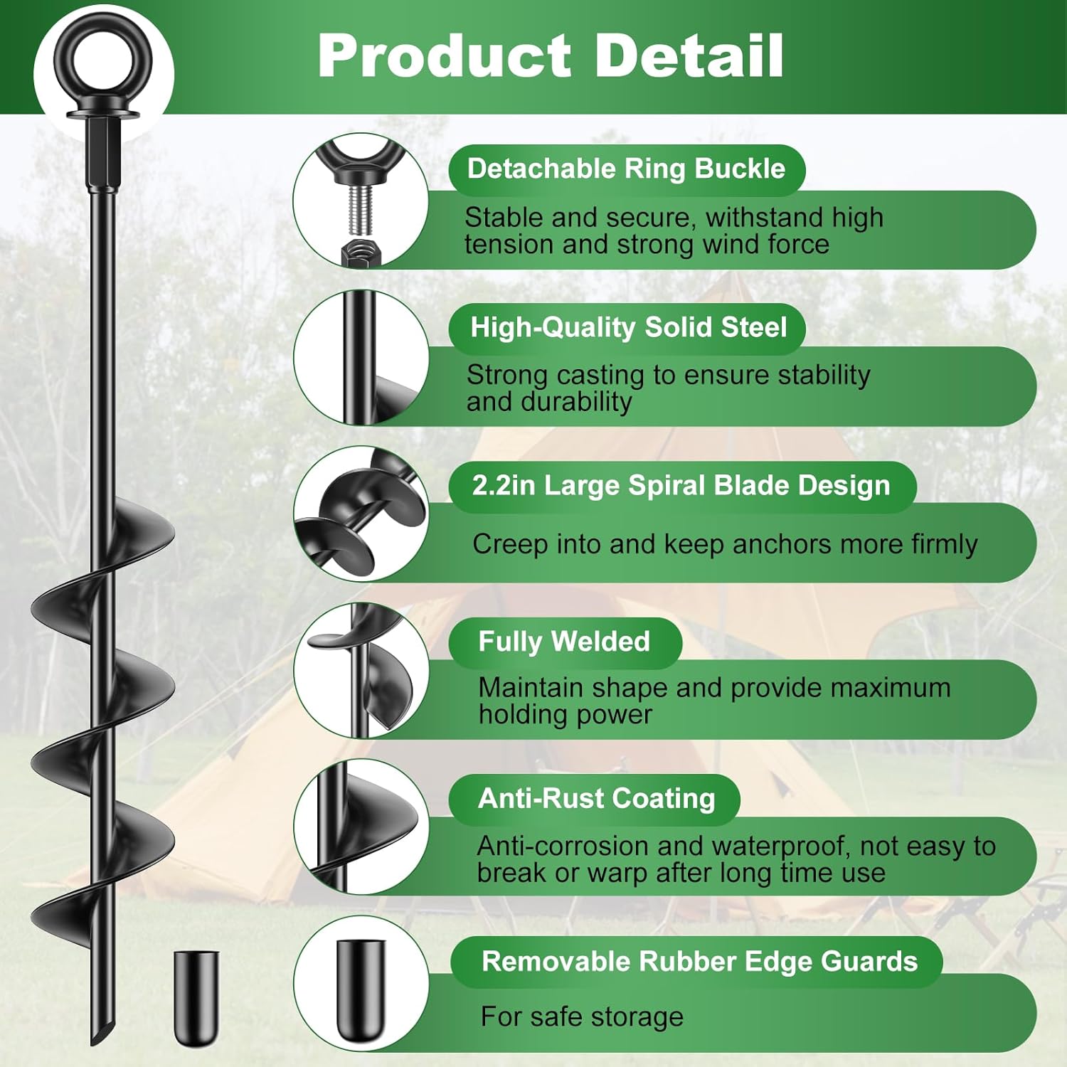 Ancoraggi 45,7 cm 4 Picchetti Resistenti Saldati - immagine 4