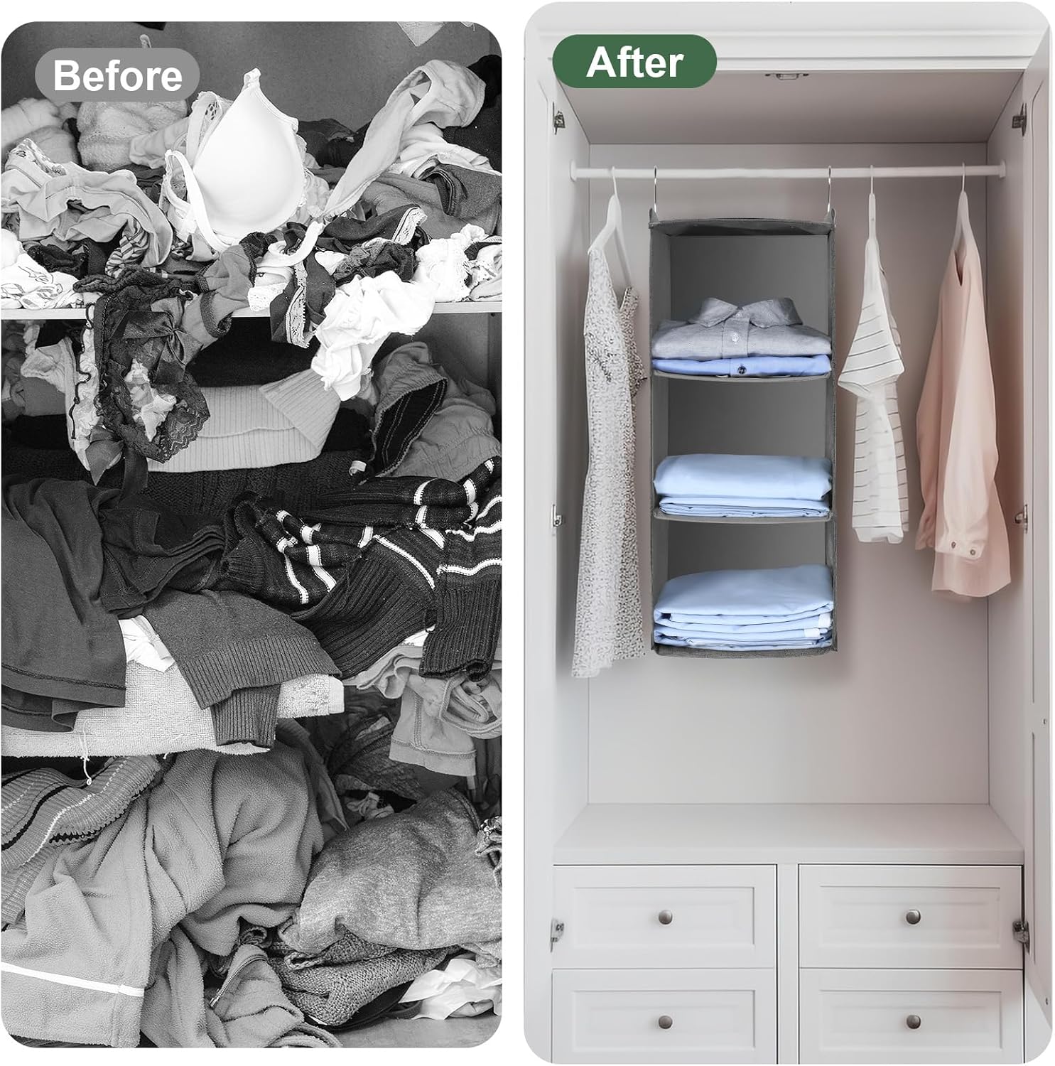 Aiqinu Organizer da Appendere 3 Scomparti - immagine 6