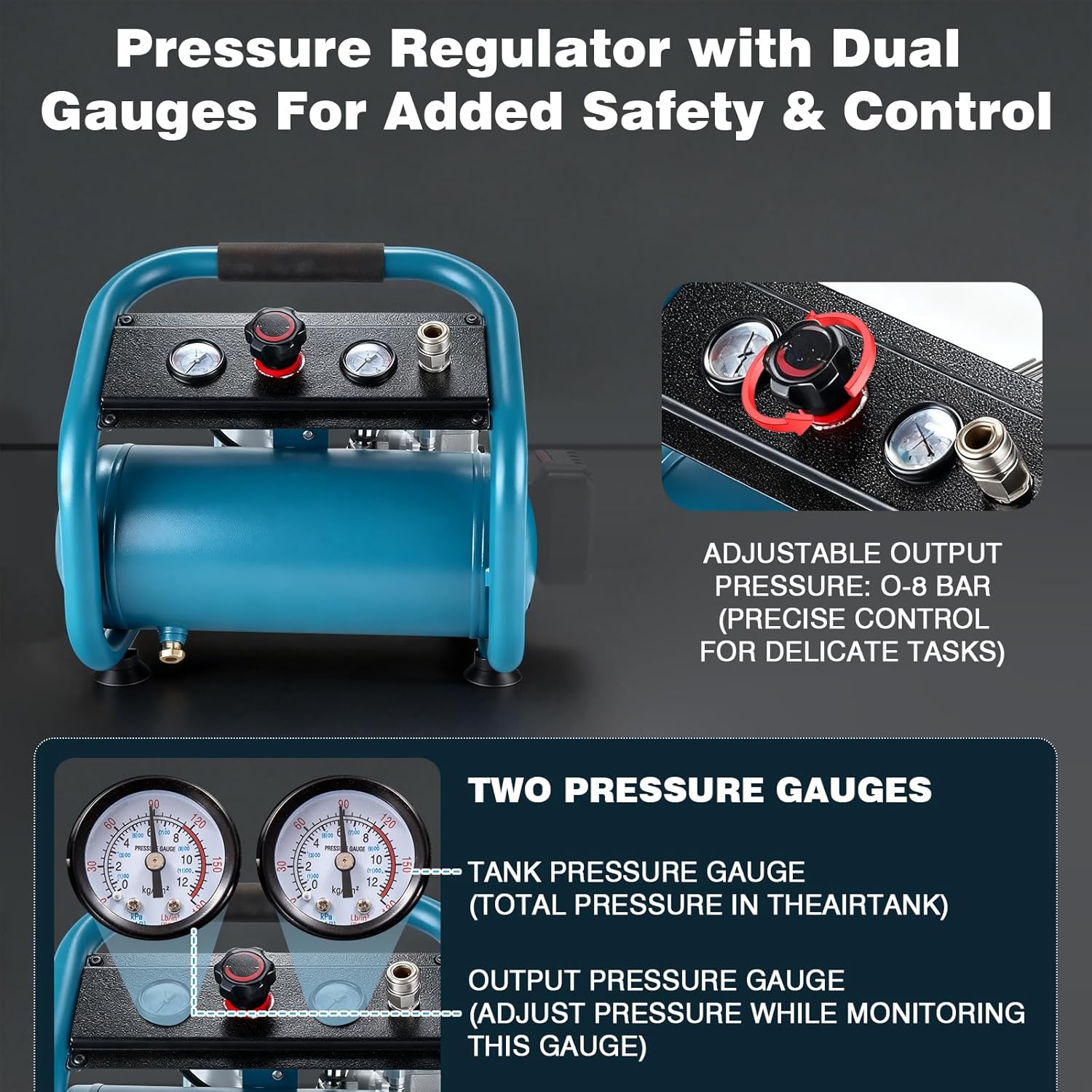 Compressore d'Aria Silenzioso 7,5 bar 9L - immagine 4