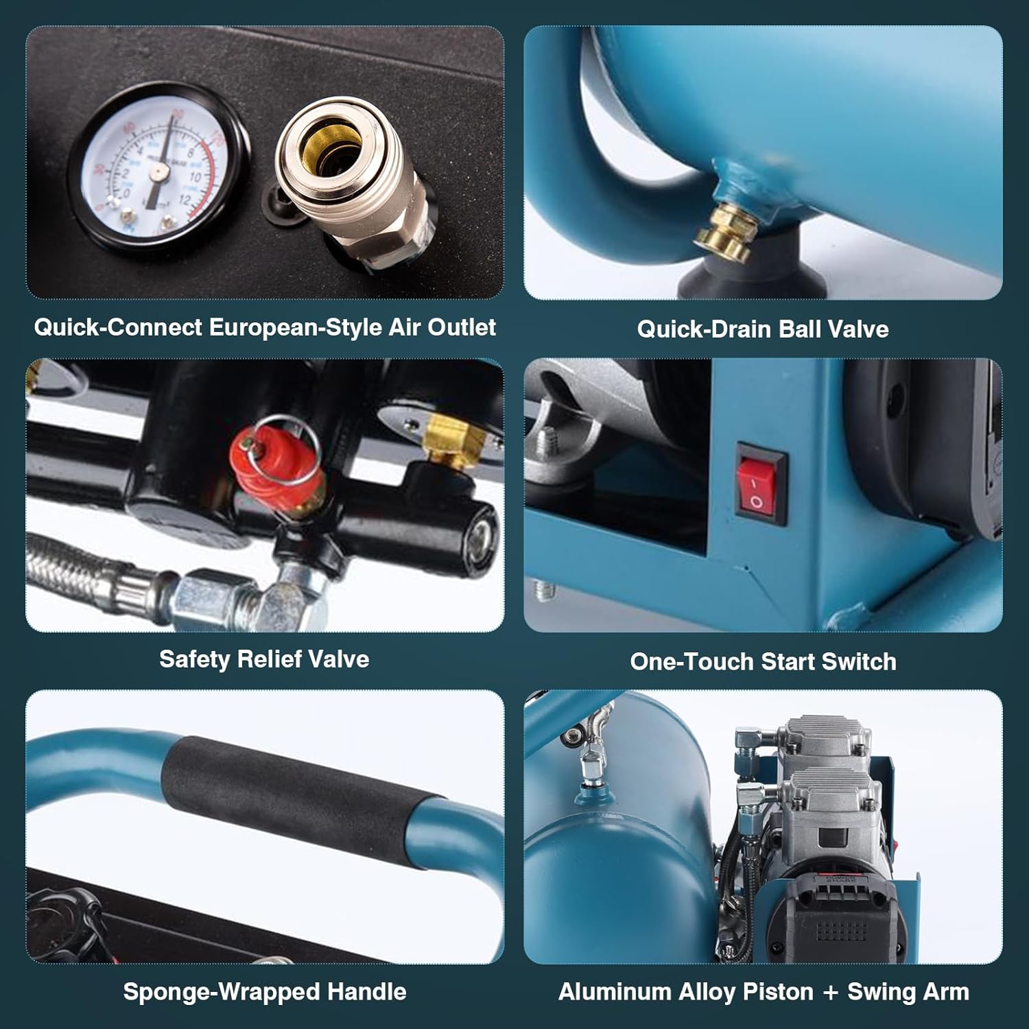 Compressore d'Aria Silenzioso 7,5 bar 9L - immagine 7