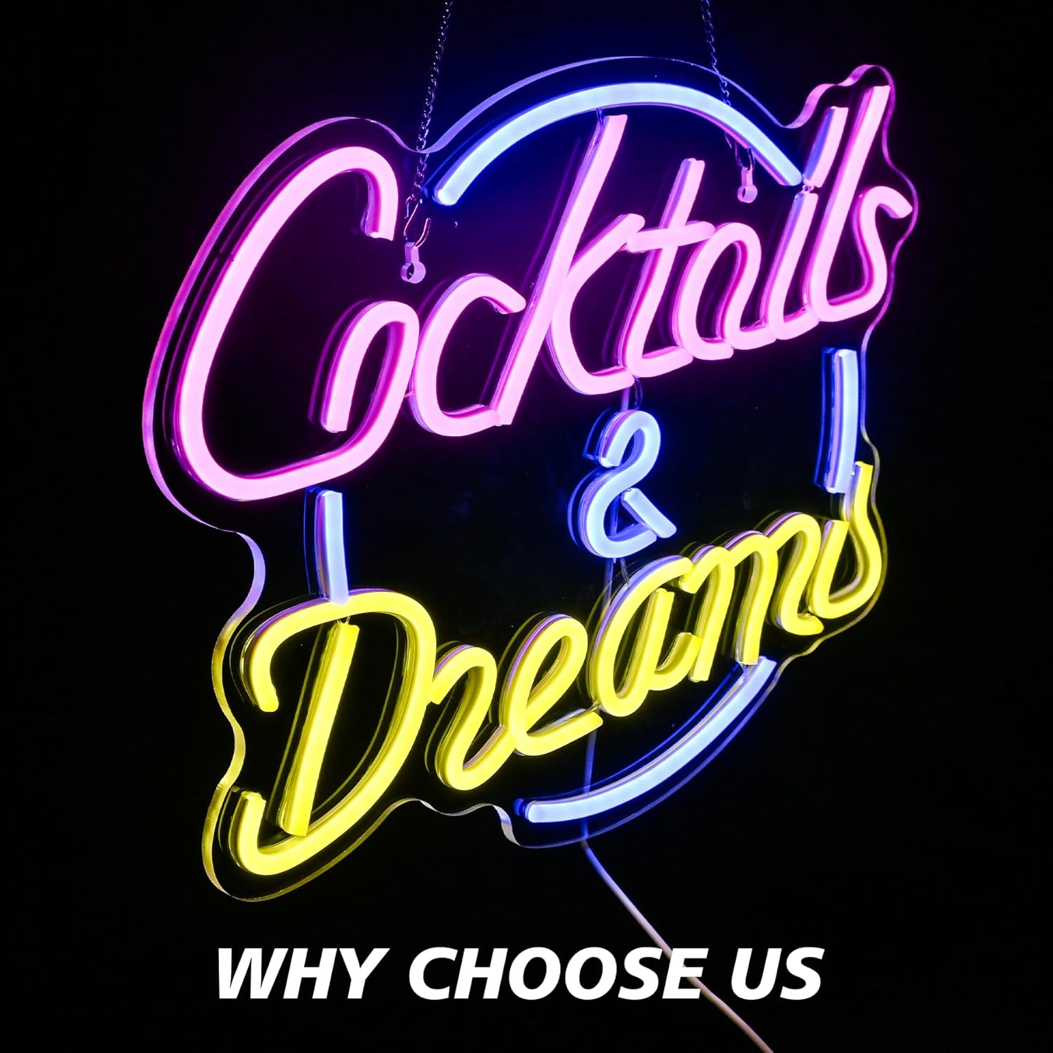 Wanxing Cocktail & Dream - Insegna Neon Rosa Blu USB - immagine 2