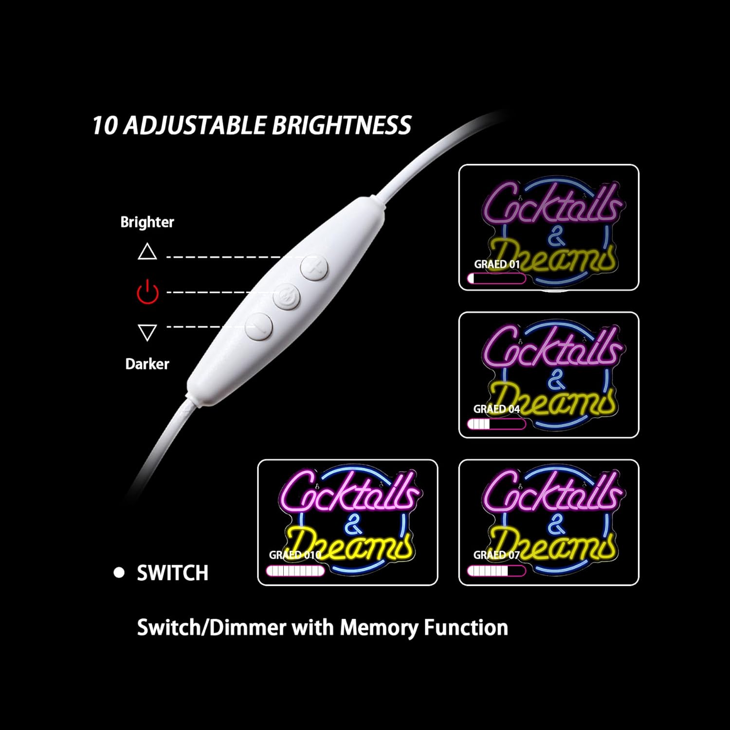 Wanxing Cocktail & Dream - Insegna Neon Rosa Blu USB - immagine 5