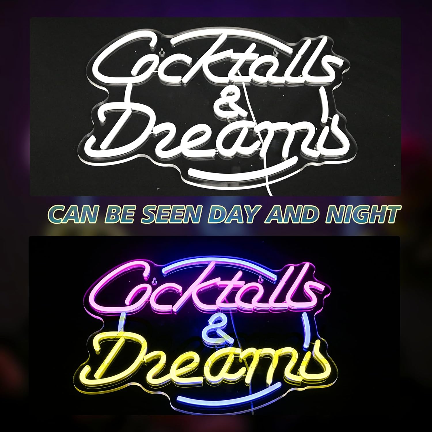 Wanxing Cocktail & Dream - Insegna Neon Rosa Blu USB - immagine 6