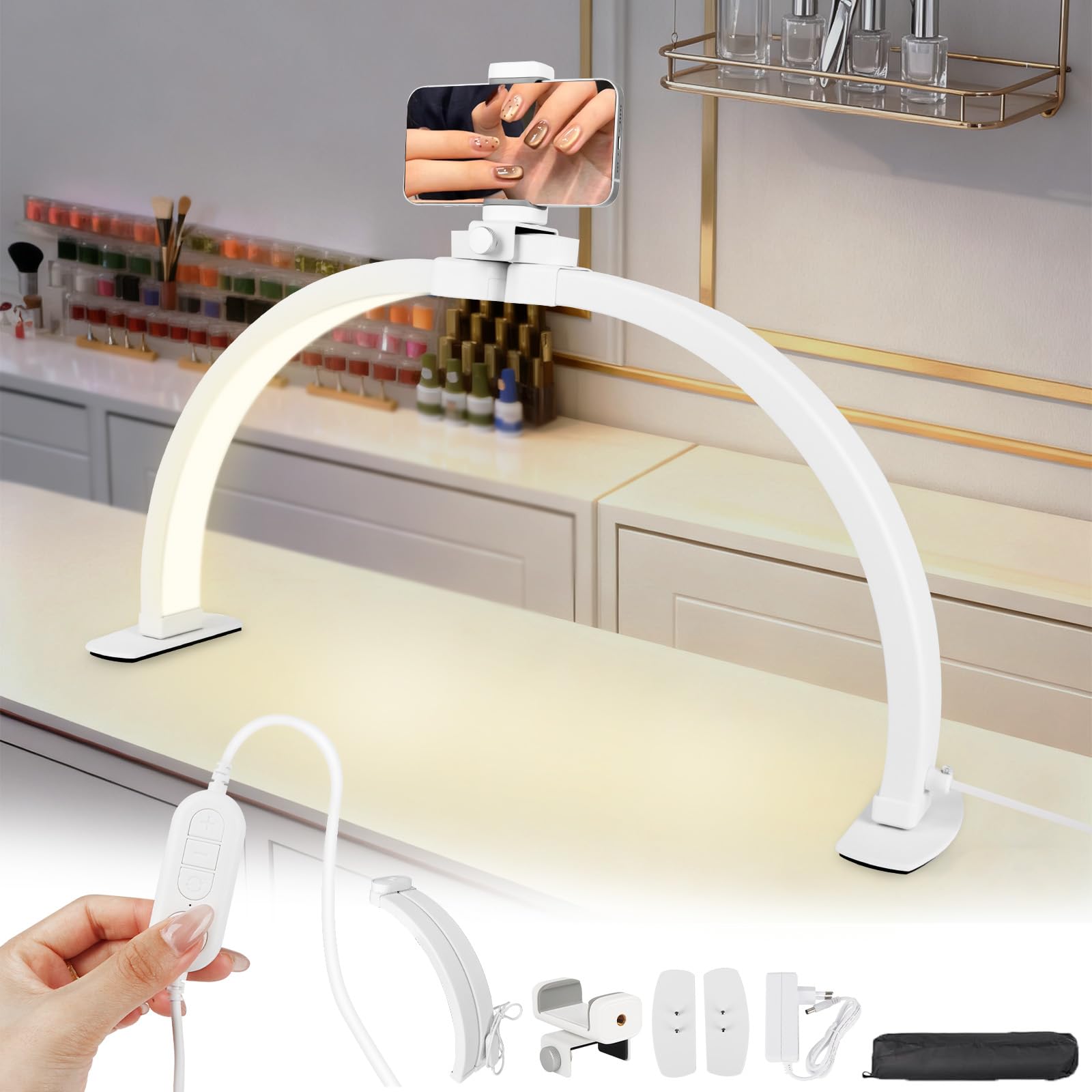 Lampada da Scrivania Unghie a Mezza Luna 22" Pieghevole