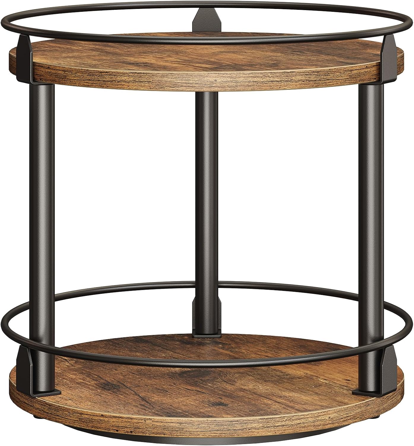 Portaspezie Girevole a 2 Livelli, Marrone Vintage e Nero - immagine 1