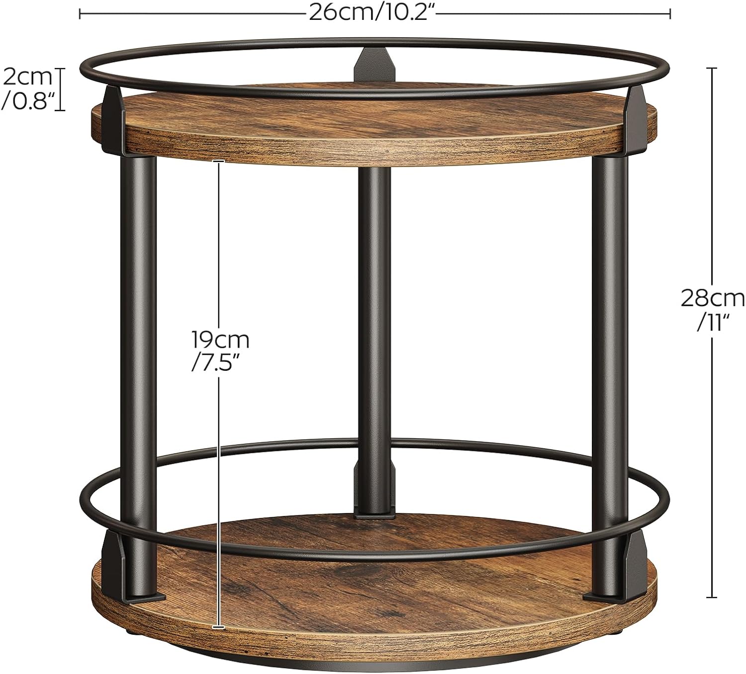 Portaspezie Girevole a 2 Livelli, Marrone Vintage e Nero - immagine 7