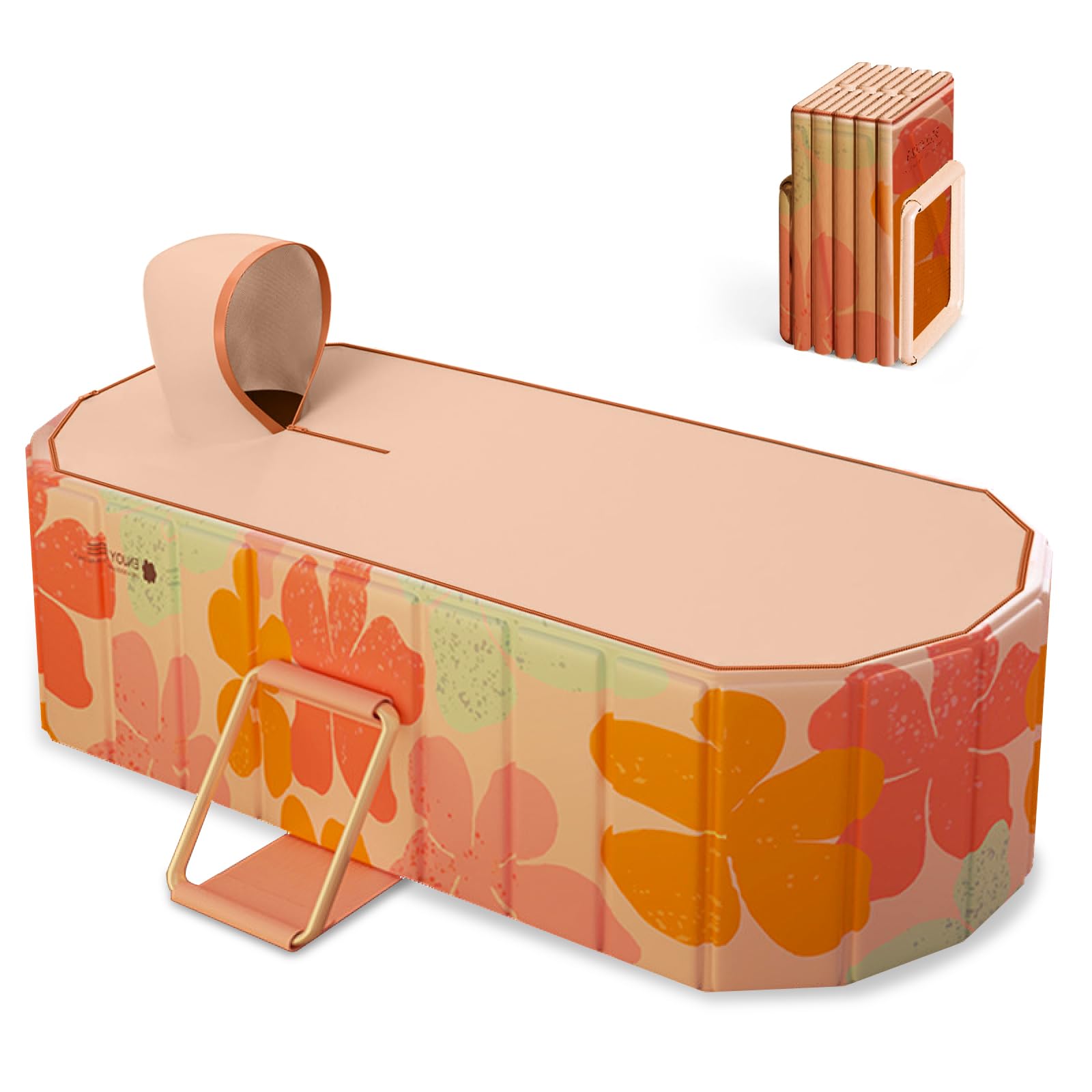 Vasca da Bagno Pieghevole per Adulti con Coperchio, Arancione