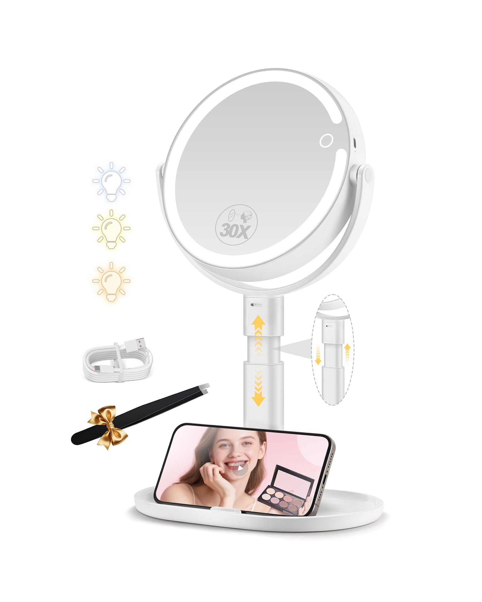 Specchio Cosmetico con Illuminazione 20x Ingrandimento