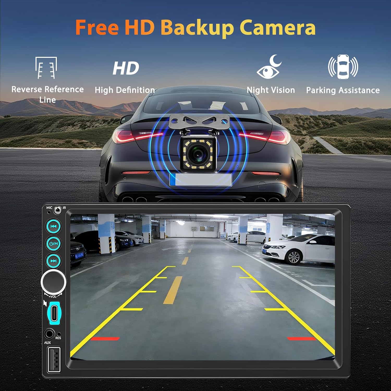 Autoradio 2 DIN 7 Pollici Touchscreen con Bluetooth - immagine 3