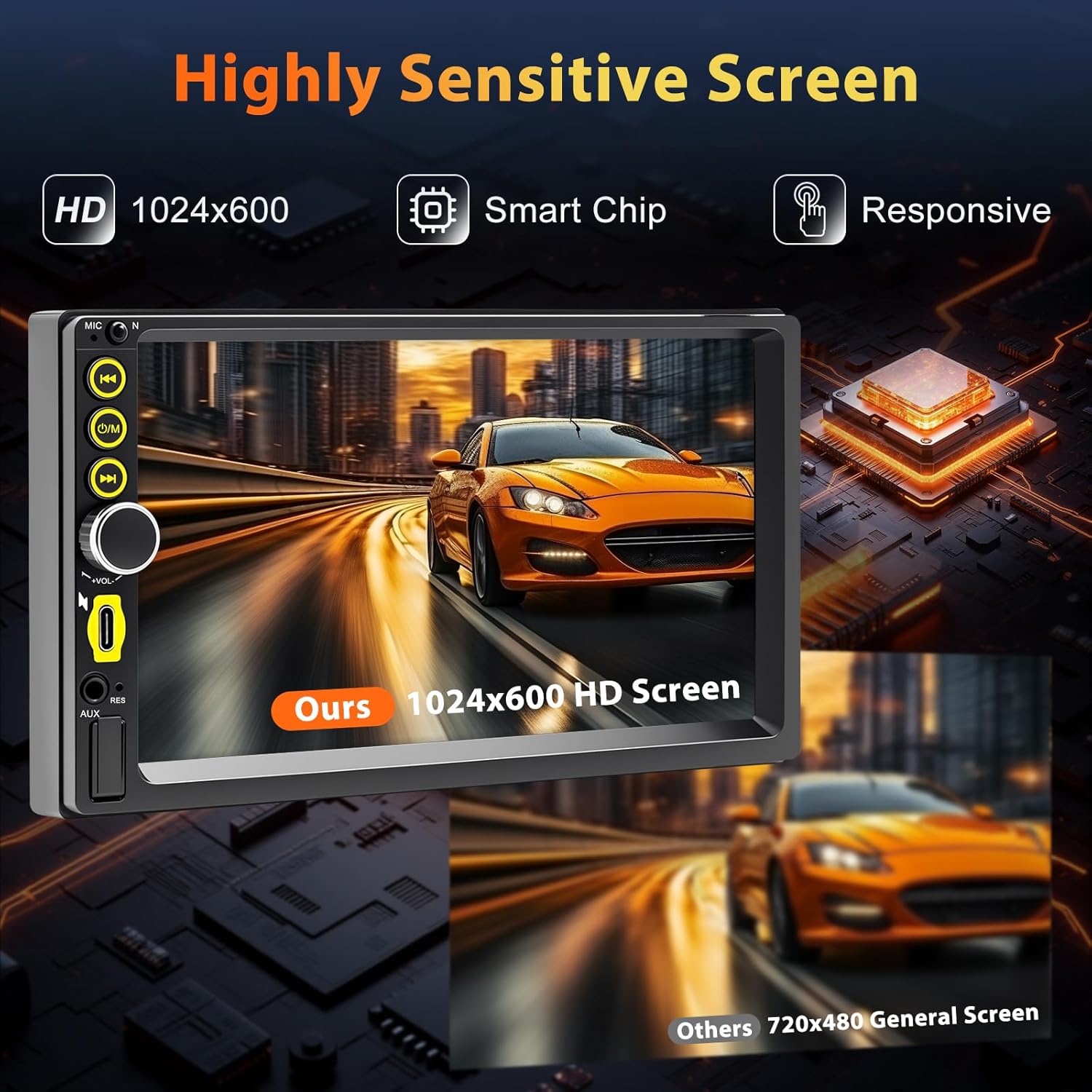 Autoradio 2 DIN 7 Pollici Touchscreen con Bluetooth - immagine 4