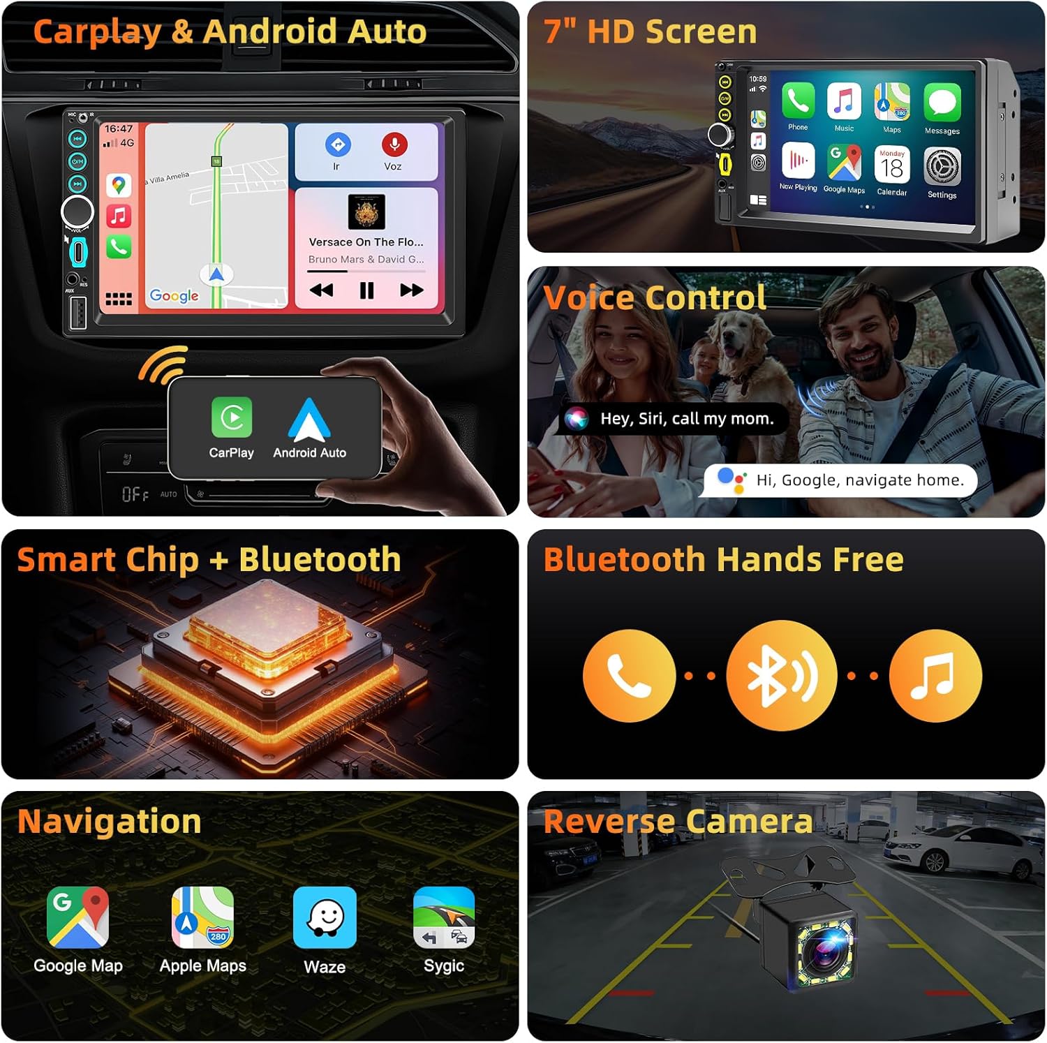Autoradio 2 DIN 7 Pollici Touchscreen con Bluetooth - immagine 5