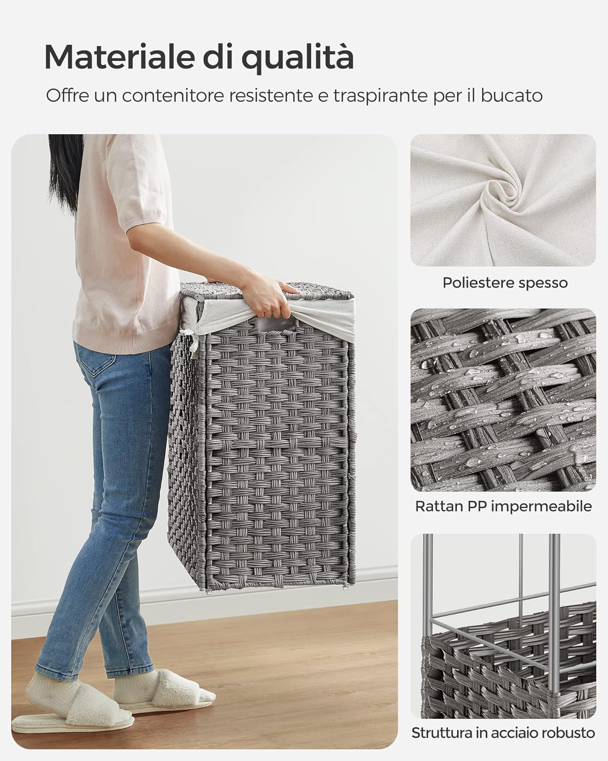 Songmics Cesto Portabiancheria 160L con Coperchio - immagine 8