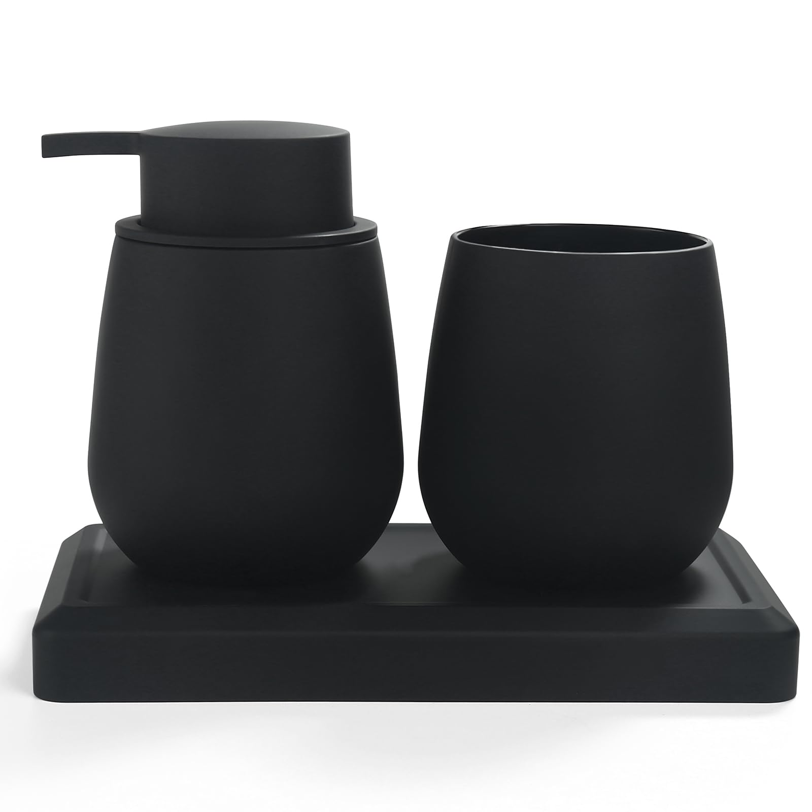 Set Bagno Nero - Dispenser Sapone, Portaspazzolino, Vassoio