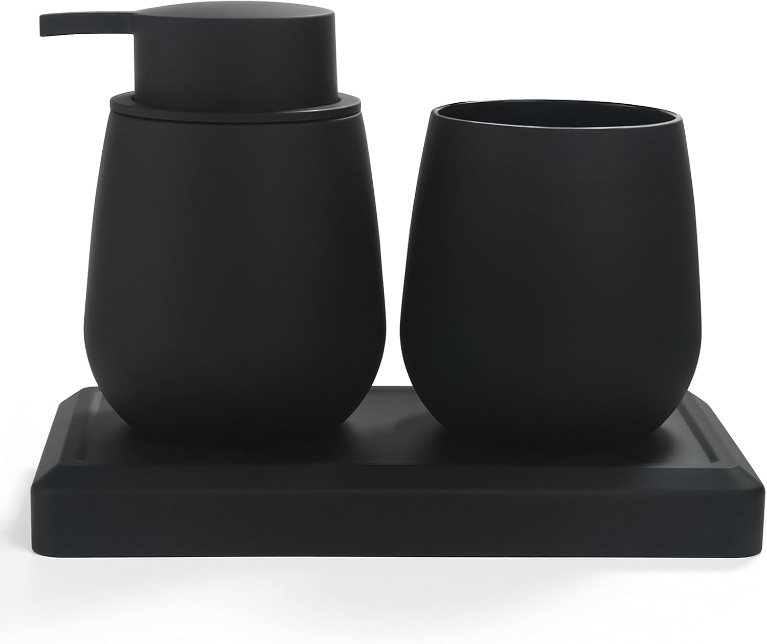 Set Bagno Nero - Dispenser Sapone, Portaspazzolino, Vassoio - immagine 1