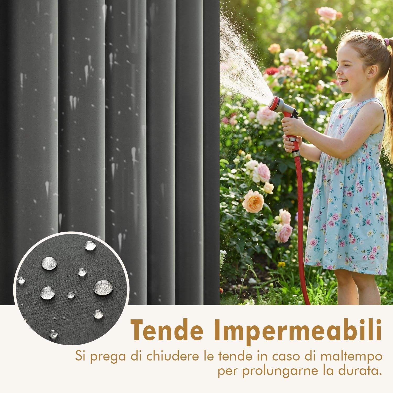 Miulee Tende da Sole per Esterno con Anelli, Grigio 132x275cm - immagine 3