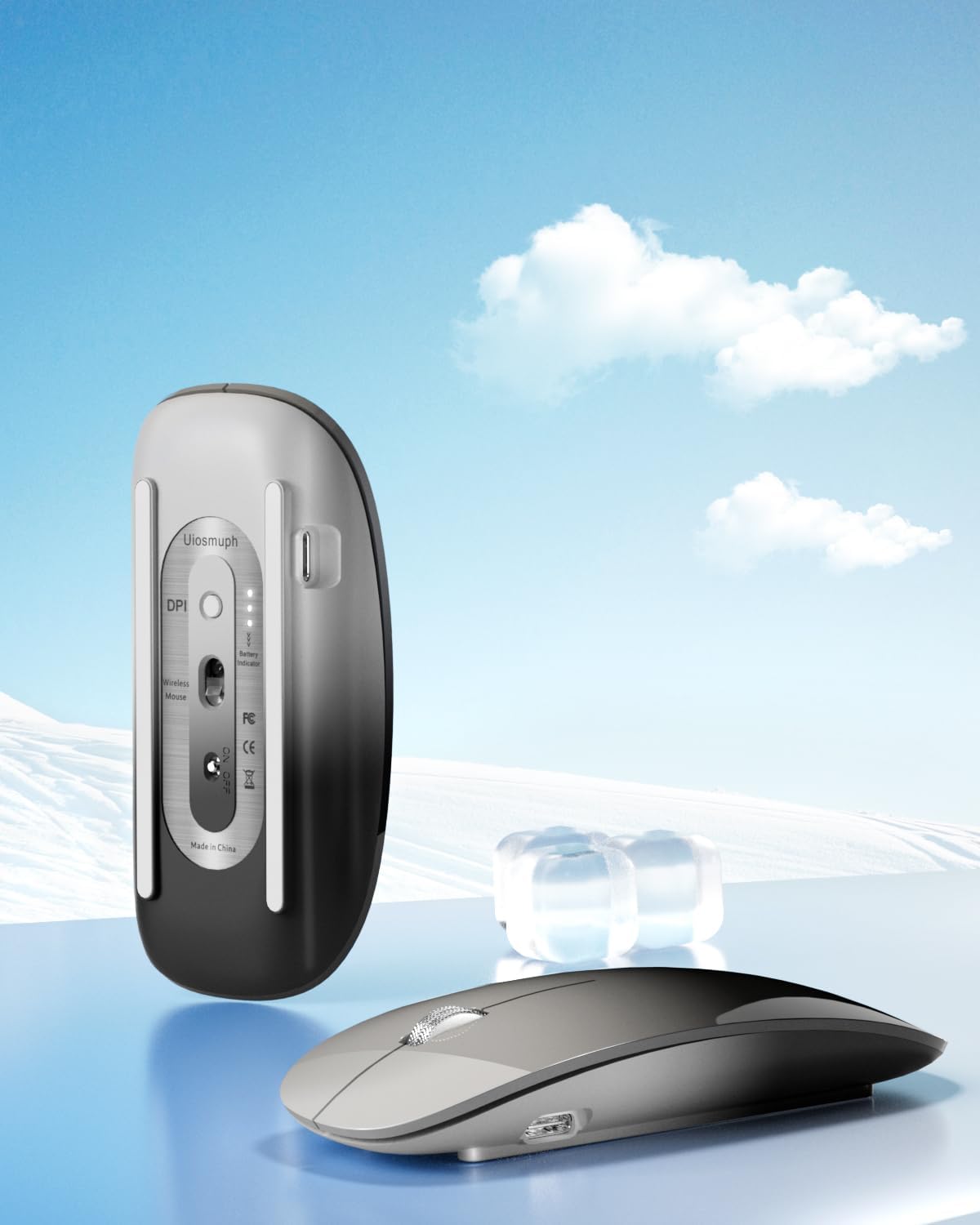 Uiosmuph G11 Mouse Wireless Ricaricabile, Grigio e Nero - immagine 6