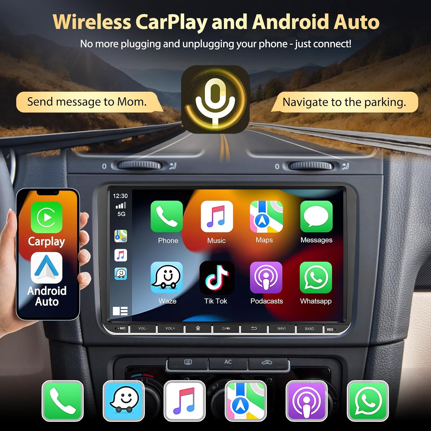 Motorsi Autoradio Android 15.0 per VW/Seat/Skoda - immagine 2