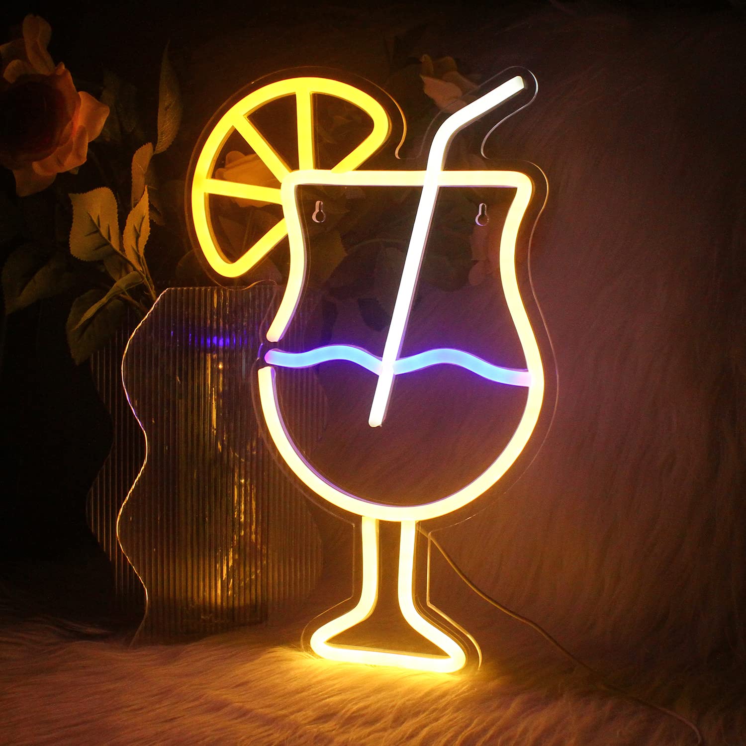 Ineonlife Segno Neon Cocktail LED USB per Decorazione Parete