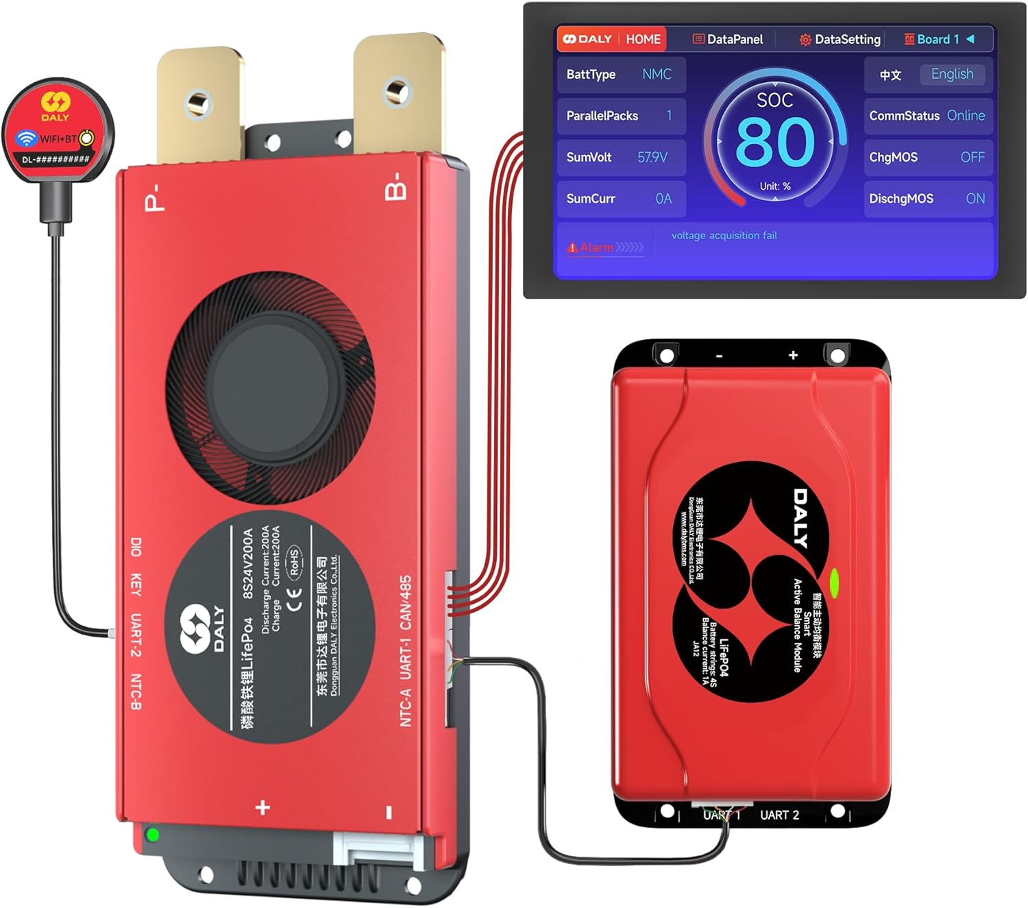 Daly BMS 24V 200A - Smart Balance 8S con Display - immagine 1