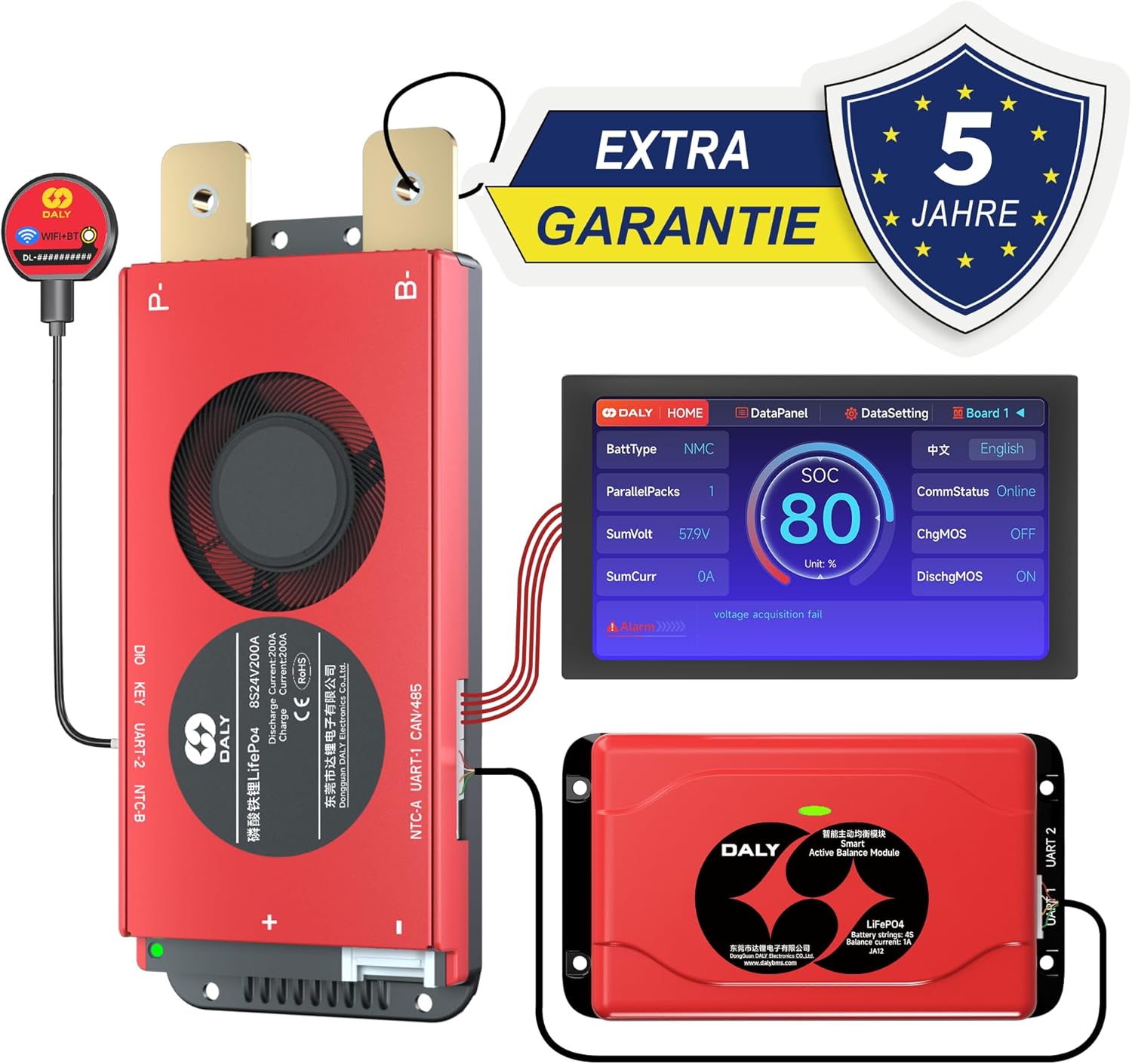 Daly BMS 24V 200A - Smart Balance 8S con Display - immagine 2