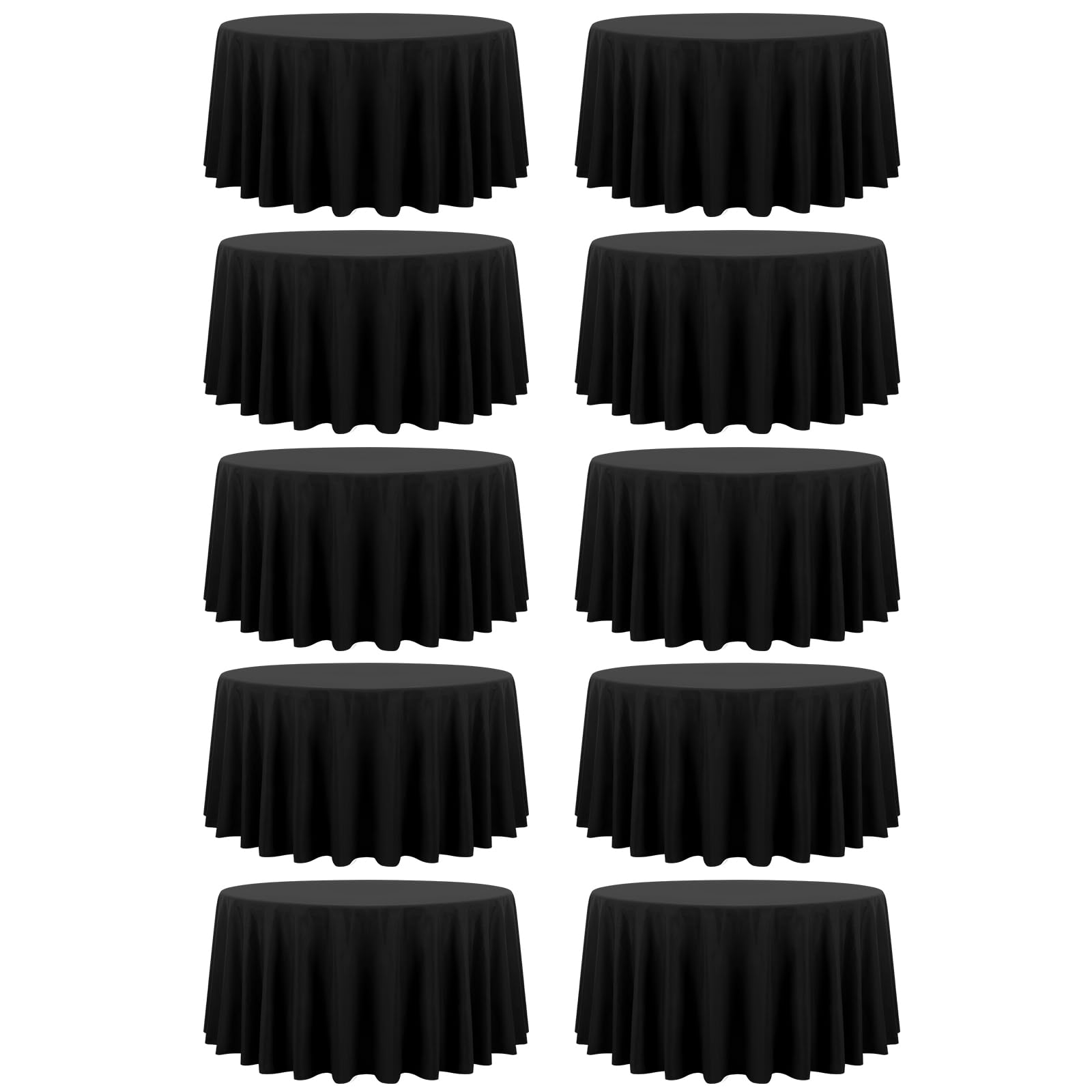 Confezione da 10 tovaglie rotonde nere in poliestere, 300 cm, tessuto lavabile, resistente alle macchie e alle pieghe, tovaglia rotonda per feste di nozze, banchetti, ricevimenti e cene