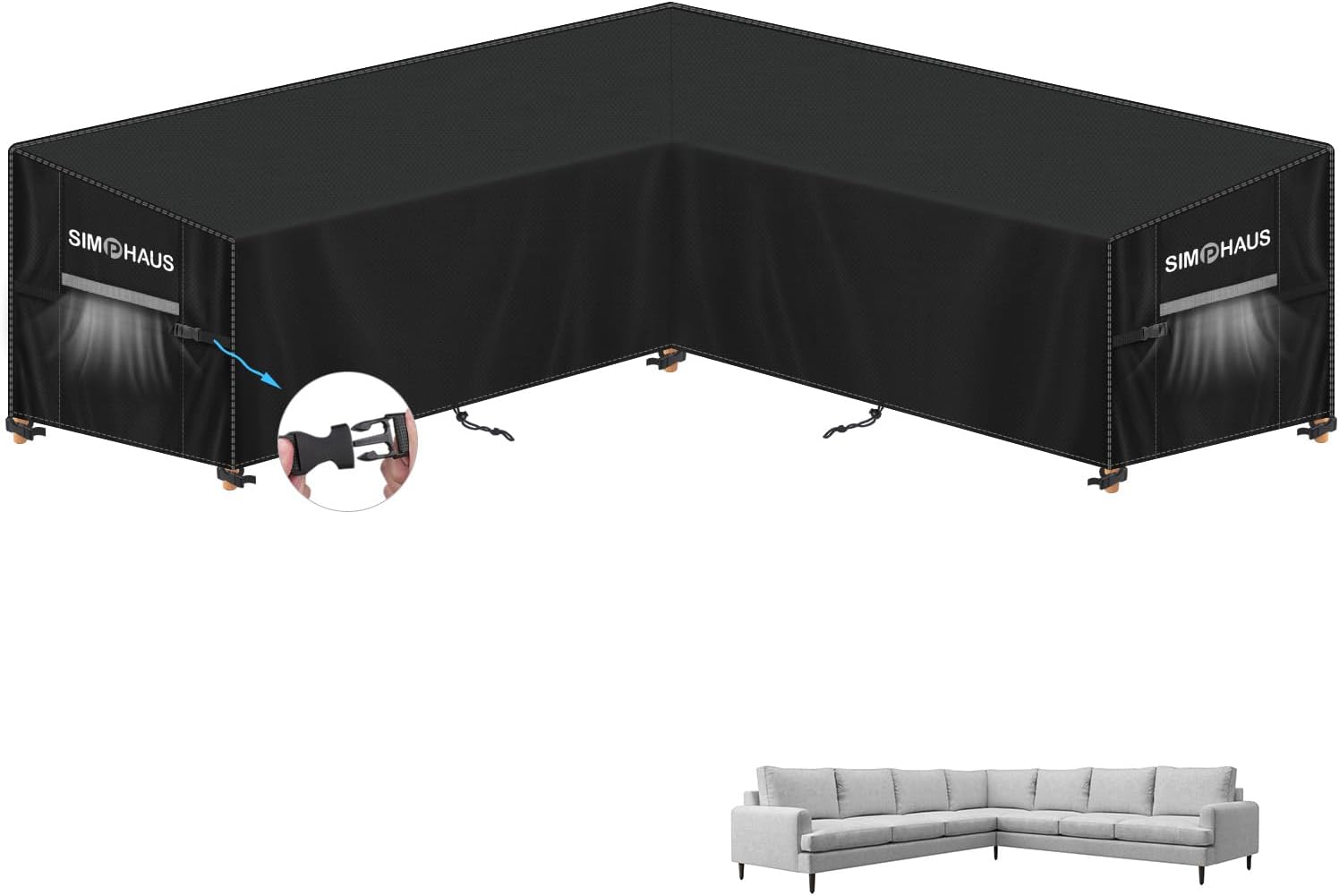 SIMPHAUS Telo Copridivano Impermeabile Angolare 315x315cm
