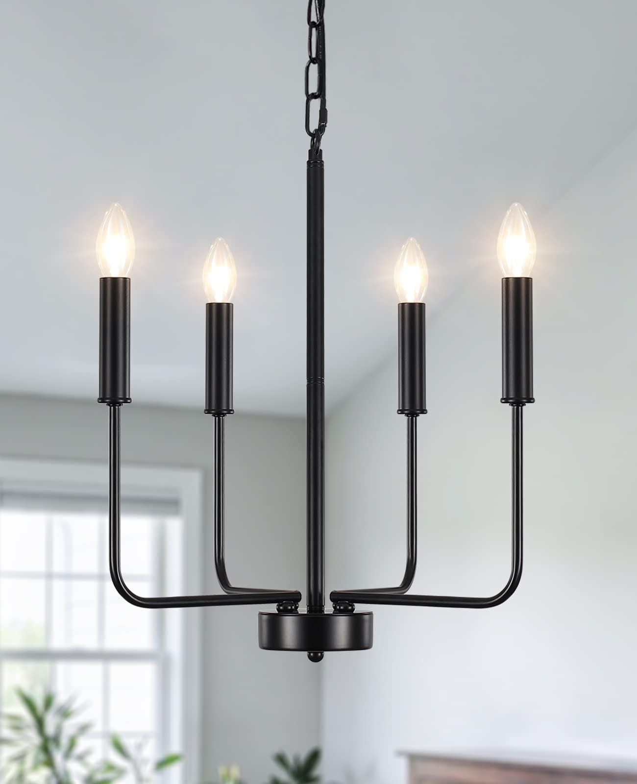 Mrhyswd Lampadario Nero Vintage 4 Luci Industriale