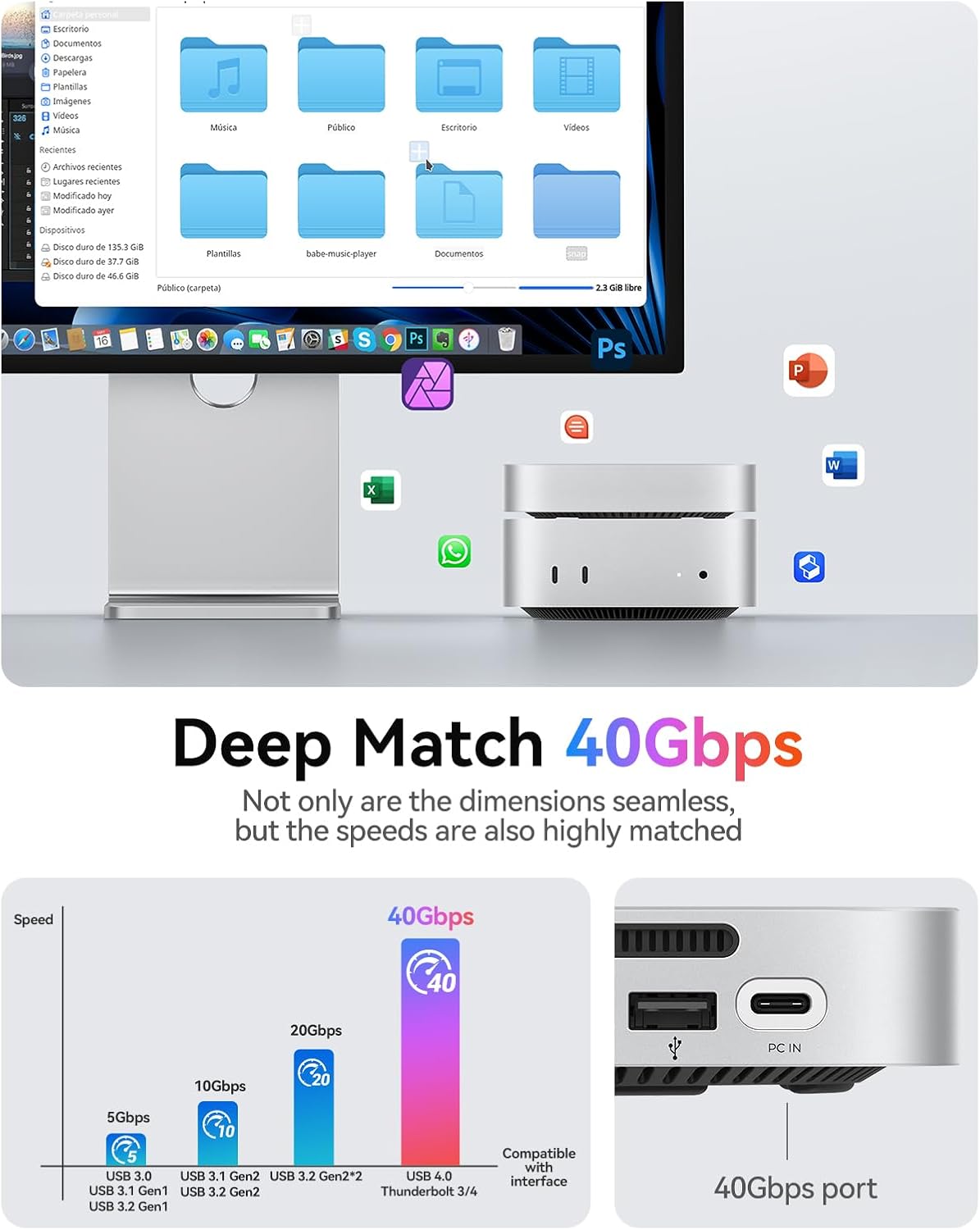 Orico 40Gbps MiniLink Docking Station USB4 per Mac mini M4 - immagine 4