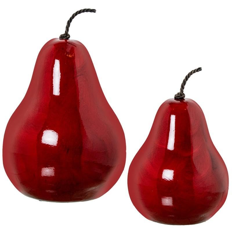 Set di 2 figure di poche pere in ceramica in rosso lucido 34x23x23 cm