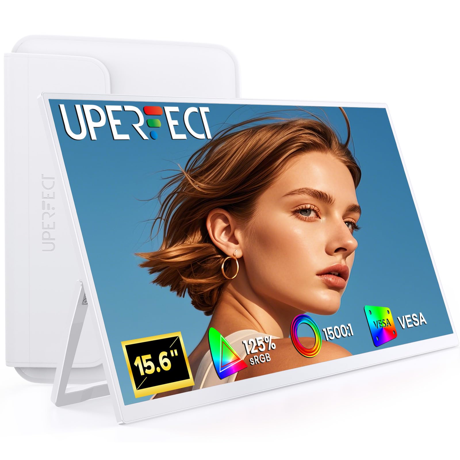 Uperfect Monitor Portatile 15,6" FHD HDR, Bianco