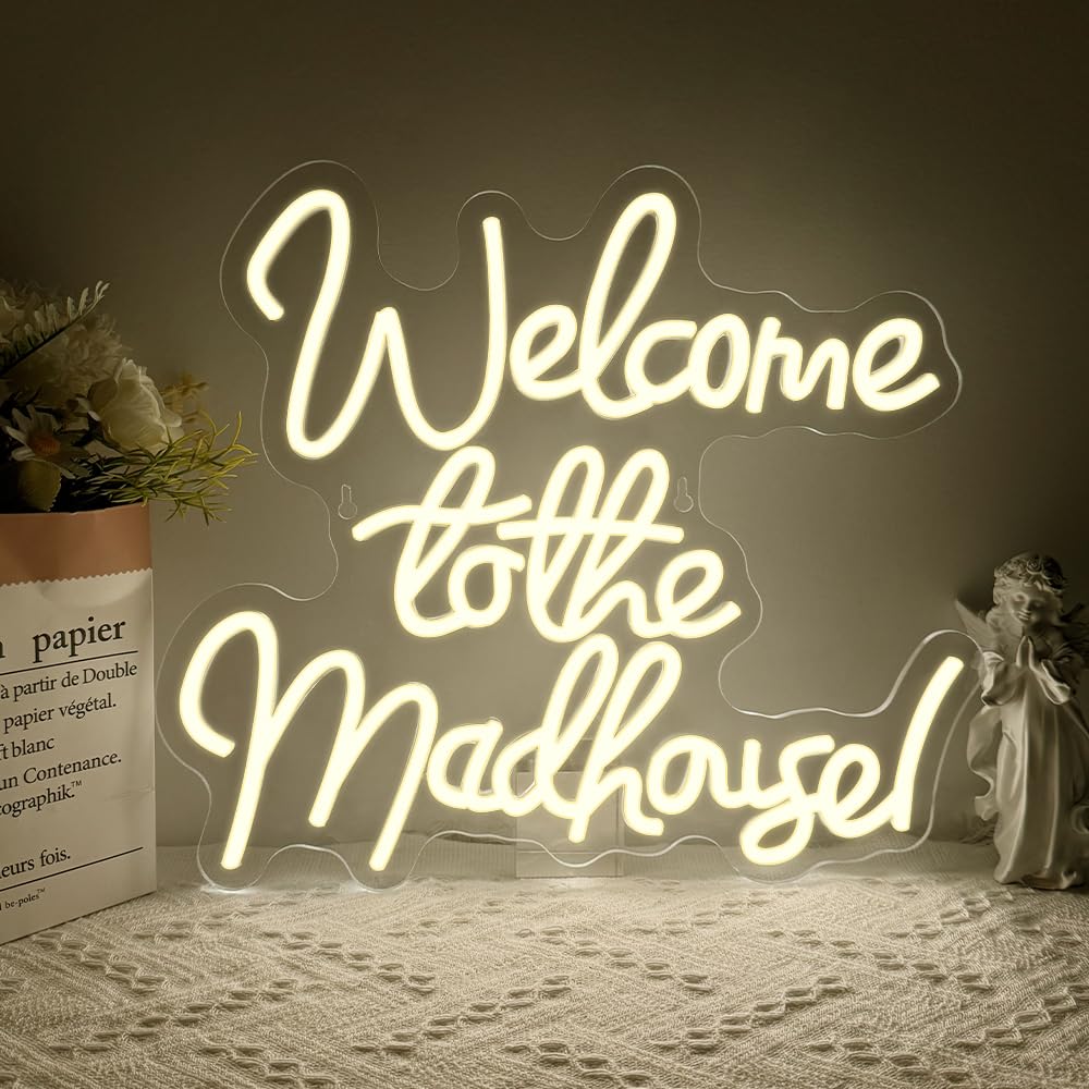 Welcome to the Madhouse - Luci LED al Neon per Decorazione Parete